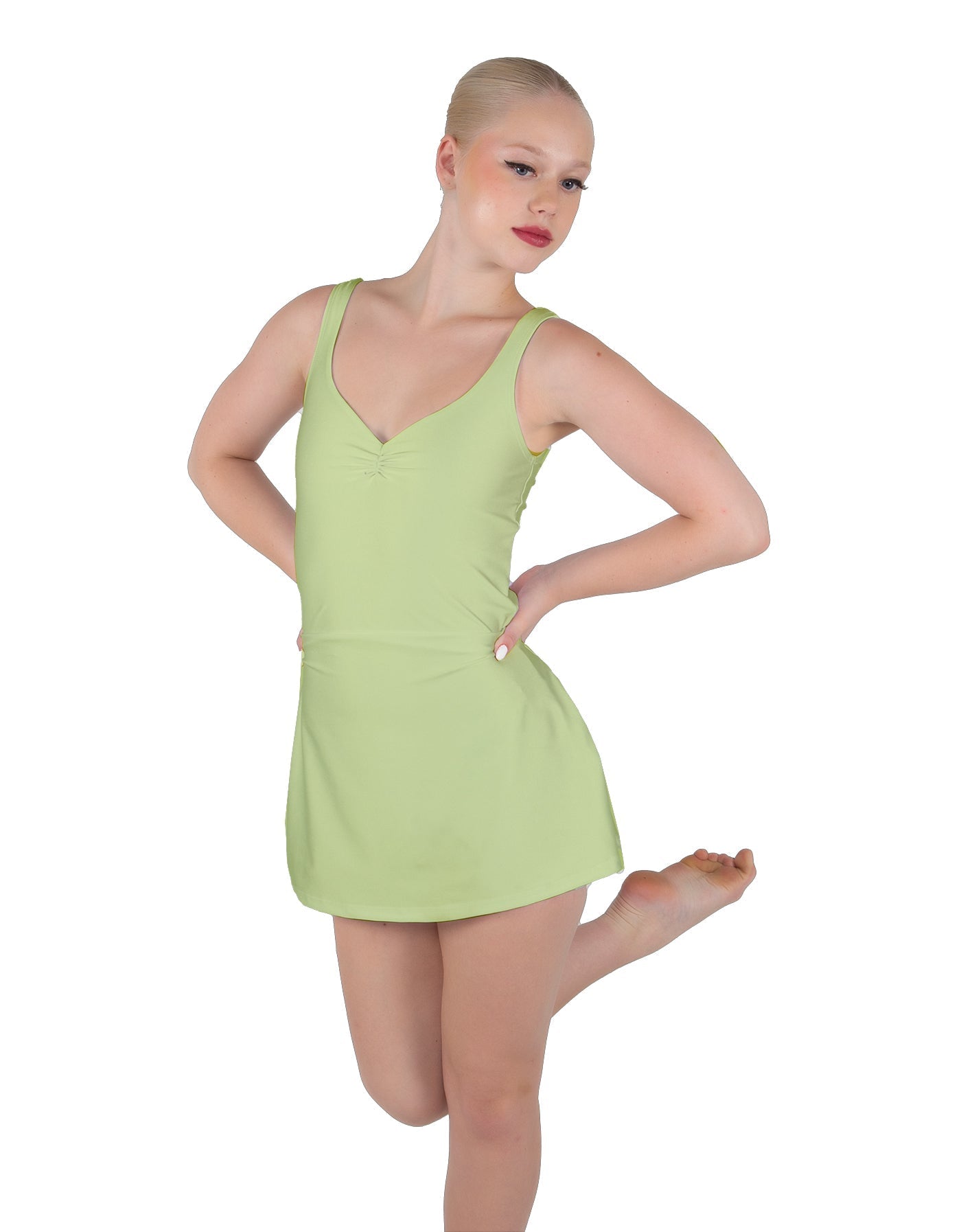 Solid Lycra Align Strap Dress with Pocket Shorts