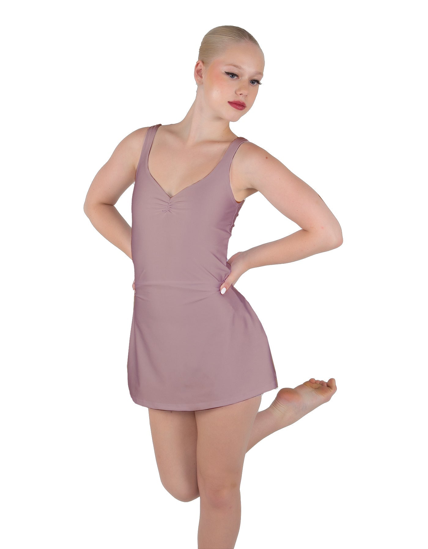 Solid Lycra Align Strap Dress with Pocket Shorts