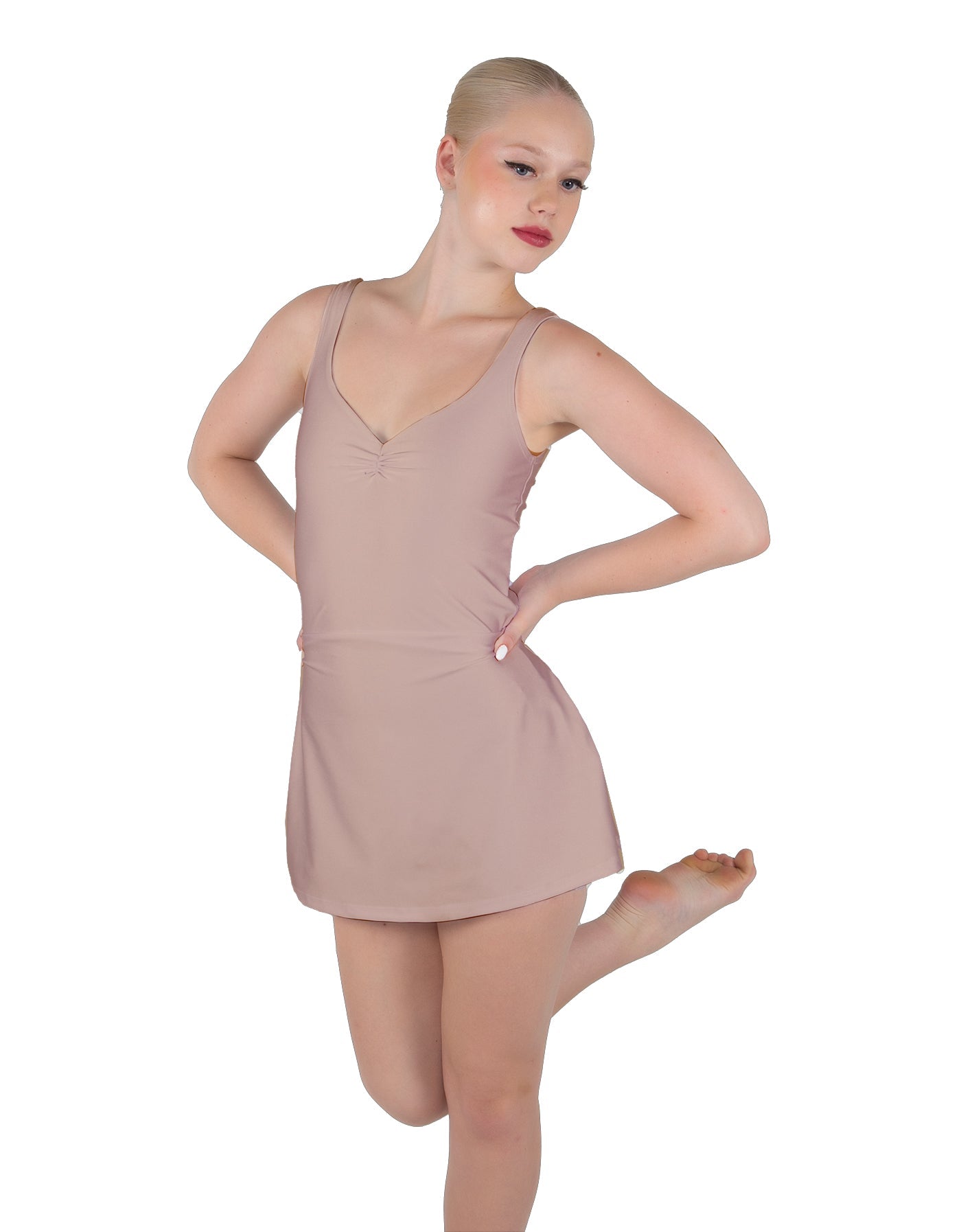 Solid Lycra Align Strap Dress with Pocket Shorts