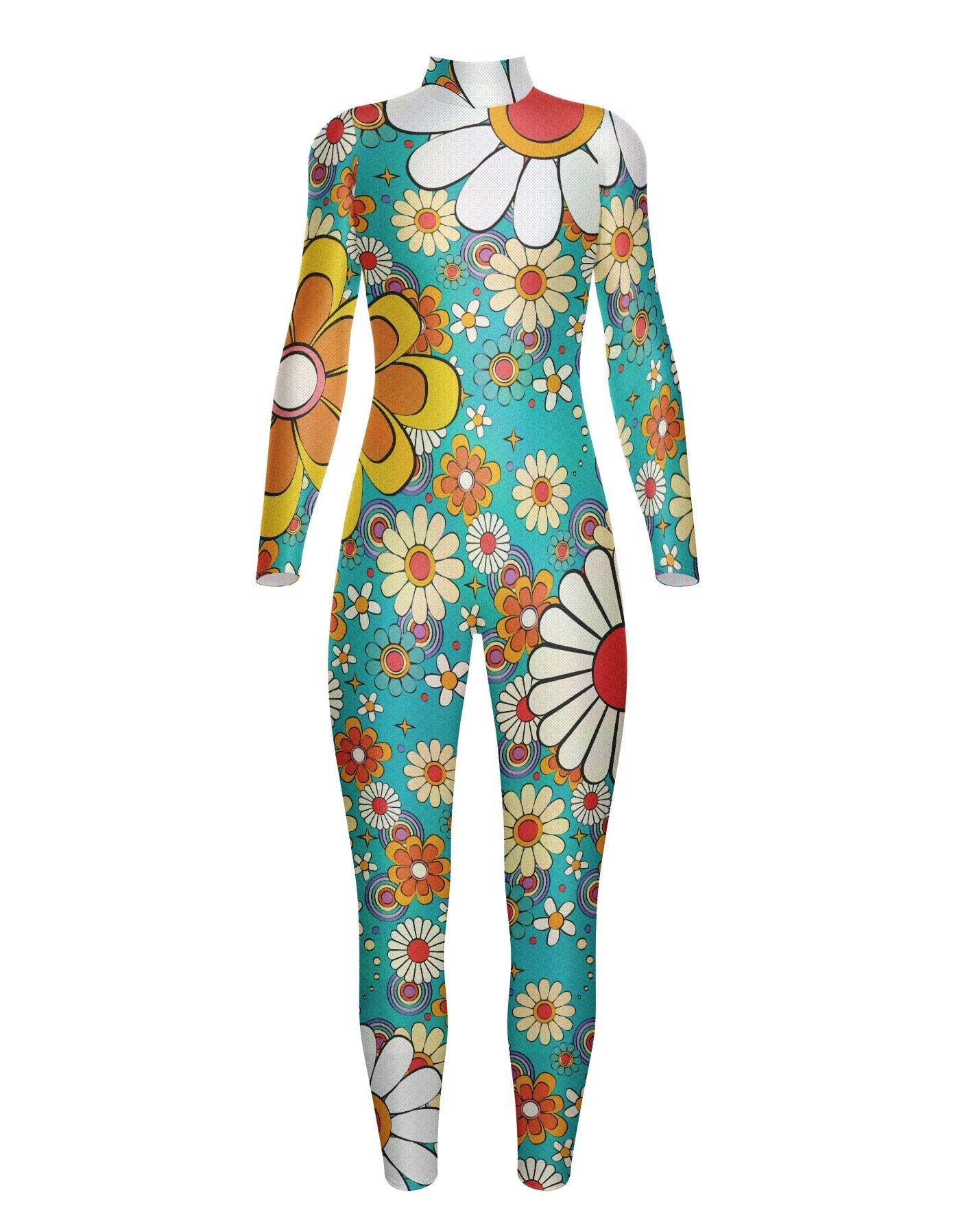 Flower Child Daisy LS Tneck Zipper Back Unitard