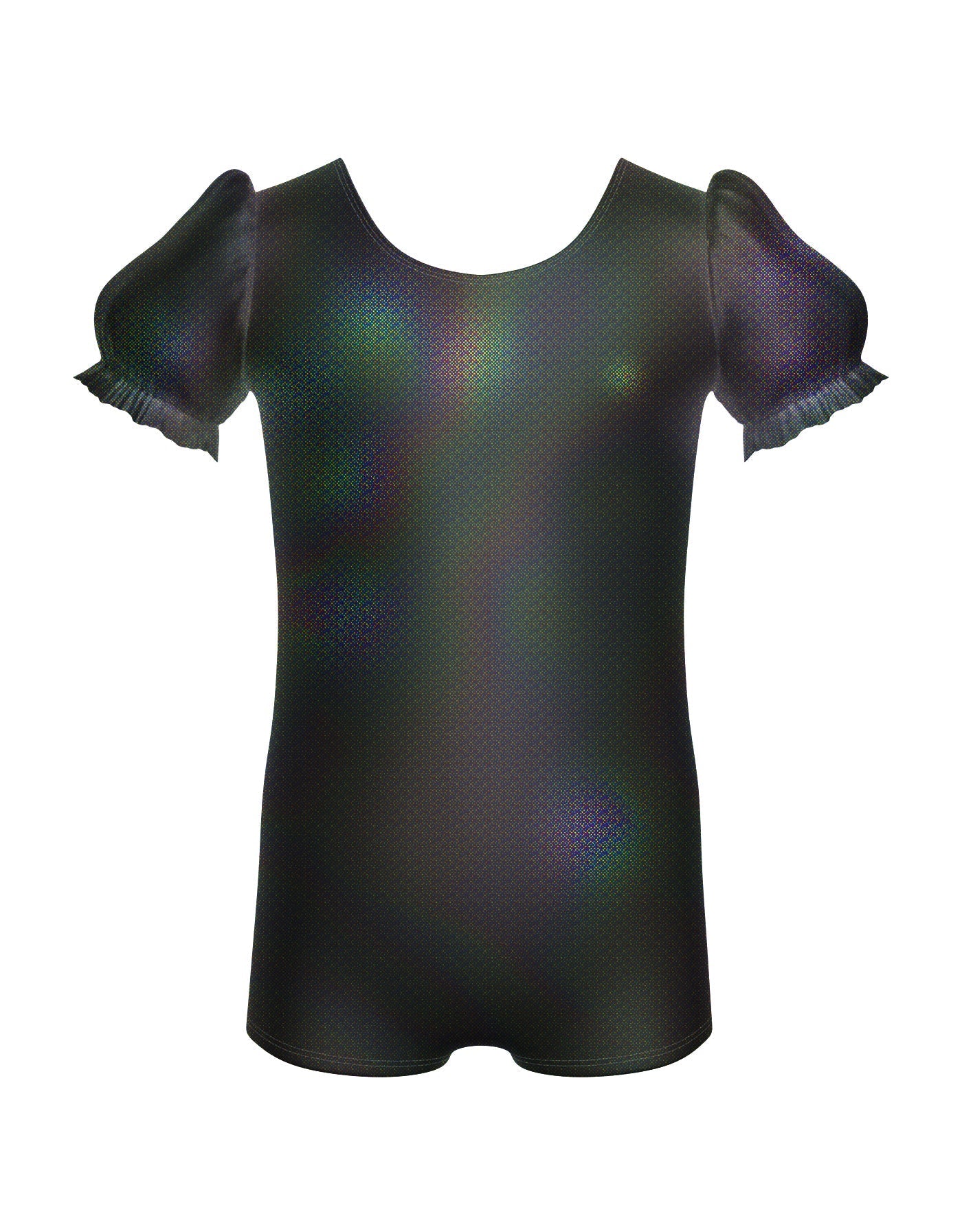 Solid Hologram Puff Sleeve Biketard