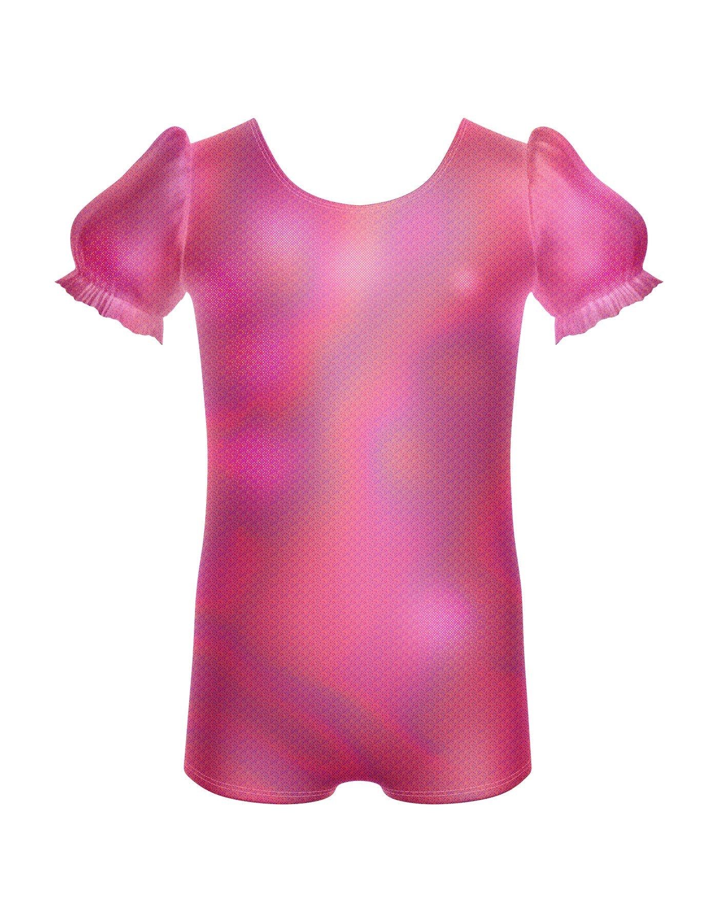 Solid Hologram Puff Sleeve Biketard