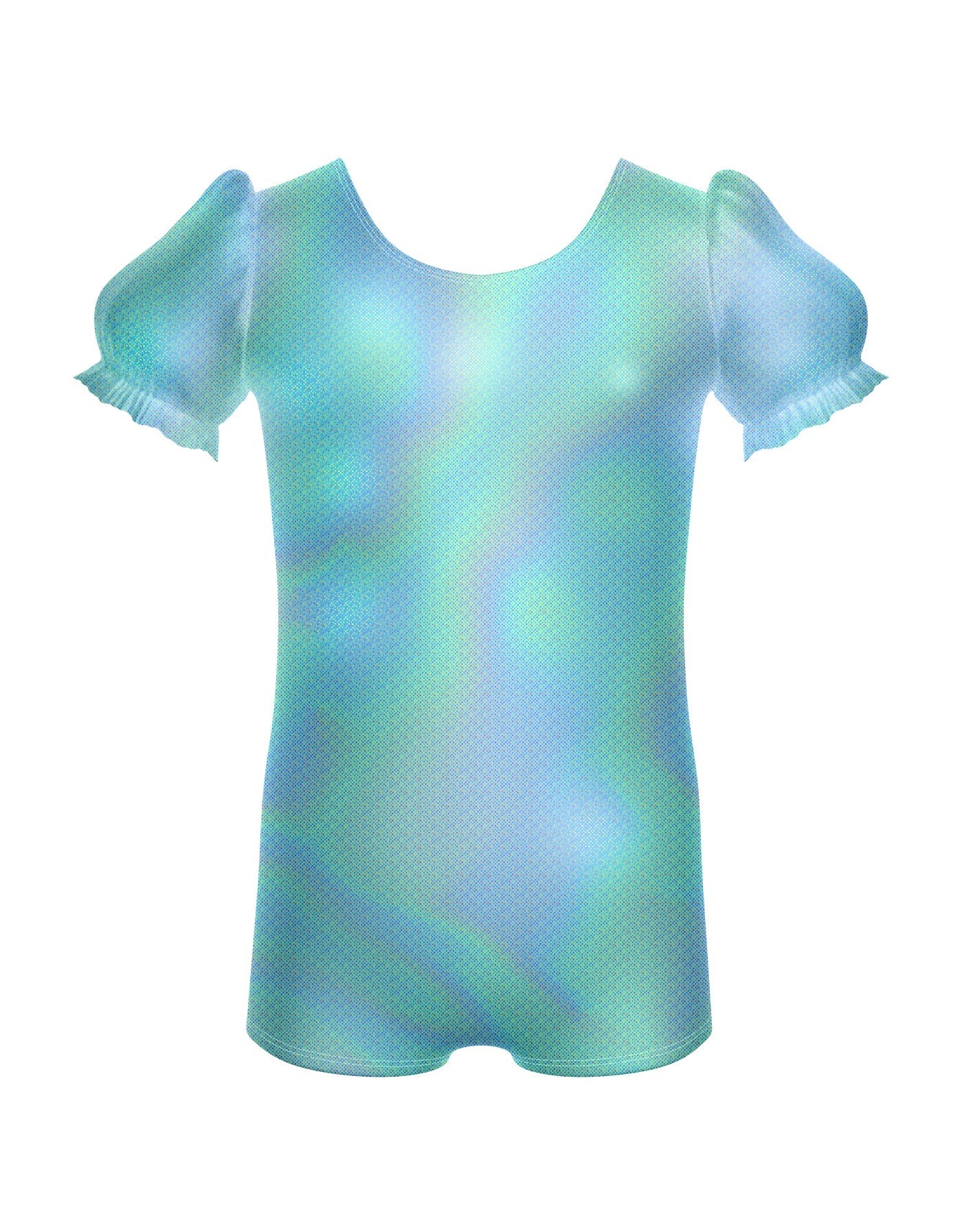 Solid Hologram Puff Sleeve Biketard