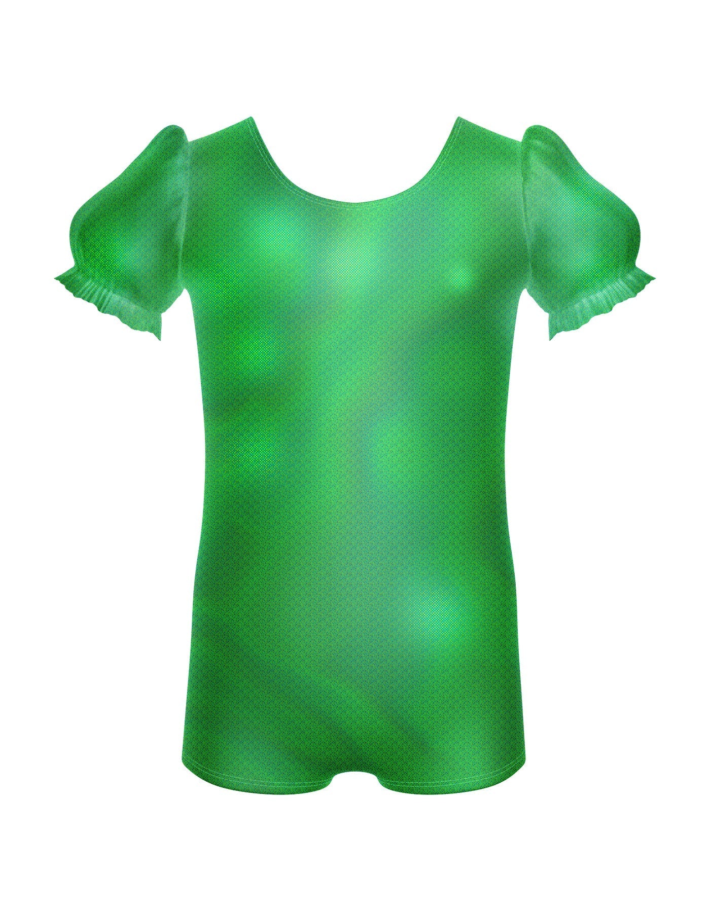 Solid Hologram Puff Sleeve Biketard