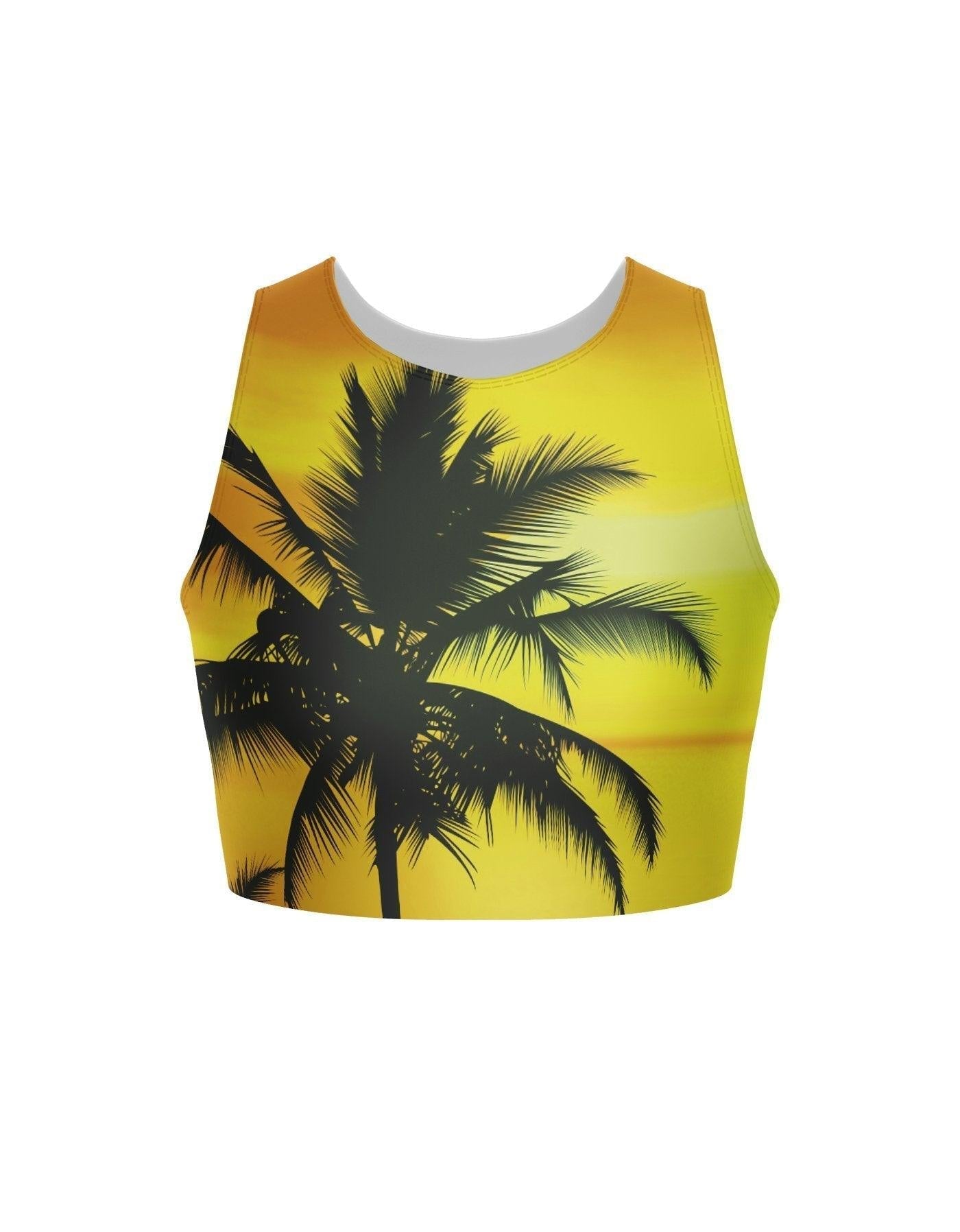 Tropical Sleeveless Crop Top