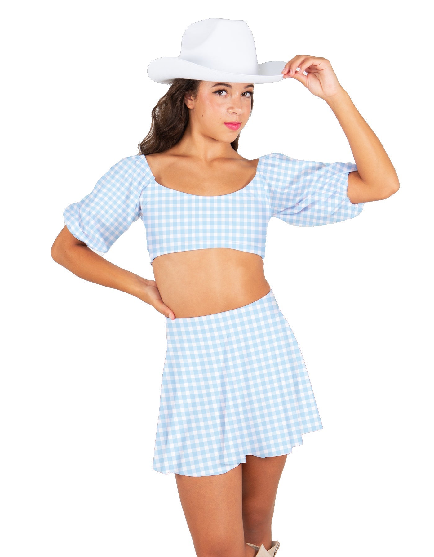 A Little Bit Country Peasant Sleeve Tie Up Crop Top