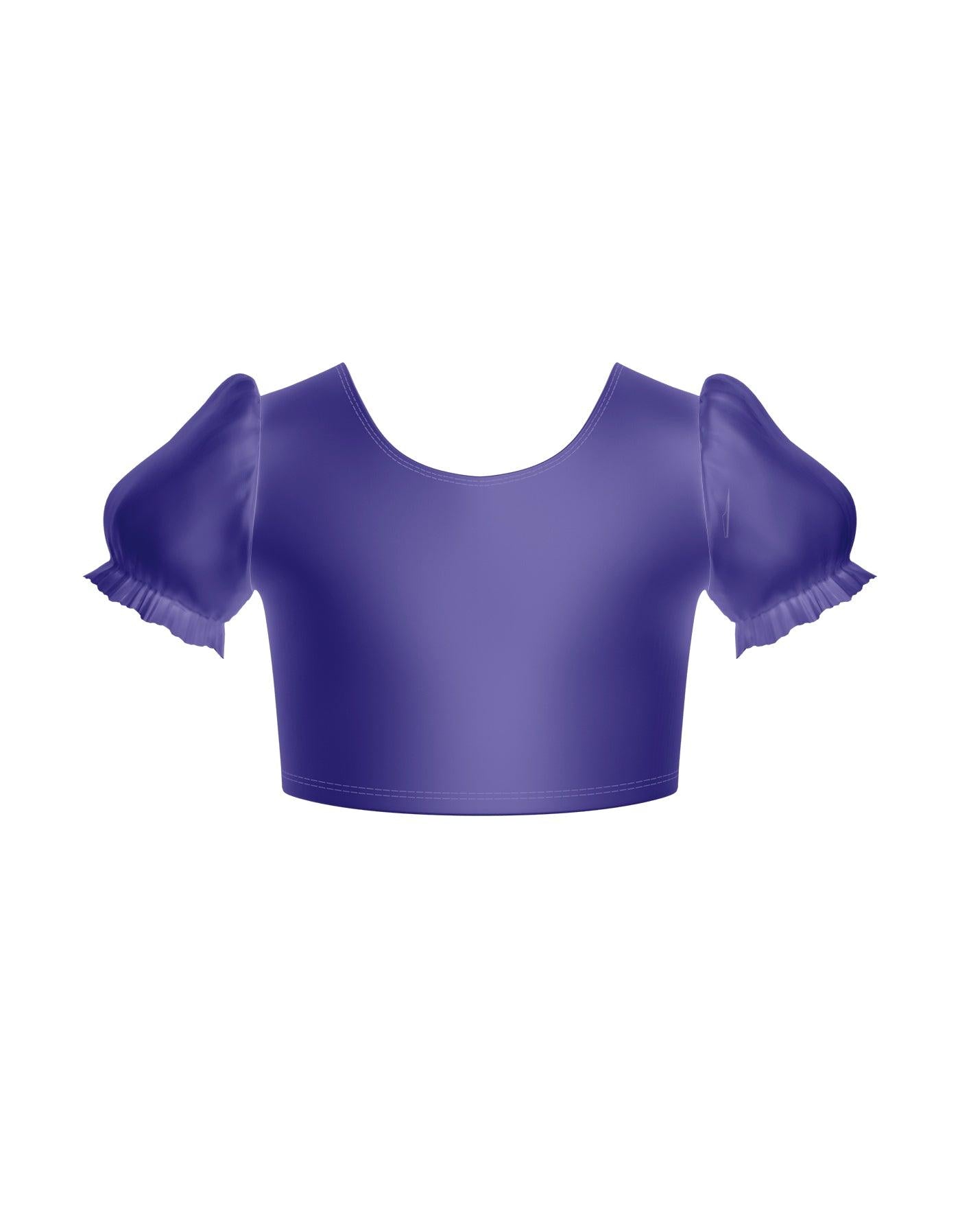 Solid Lycra Puff Sleeve Crop Top
