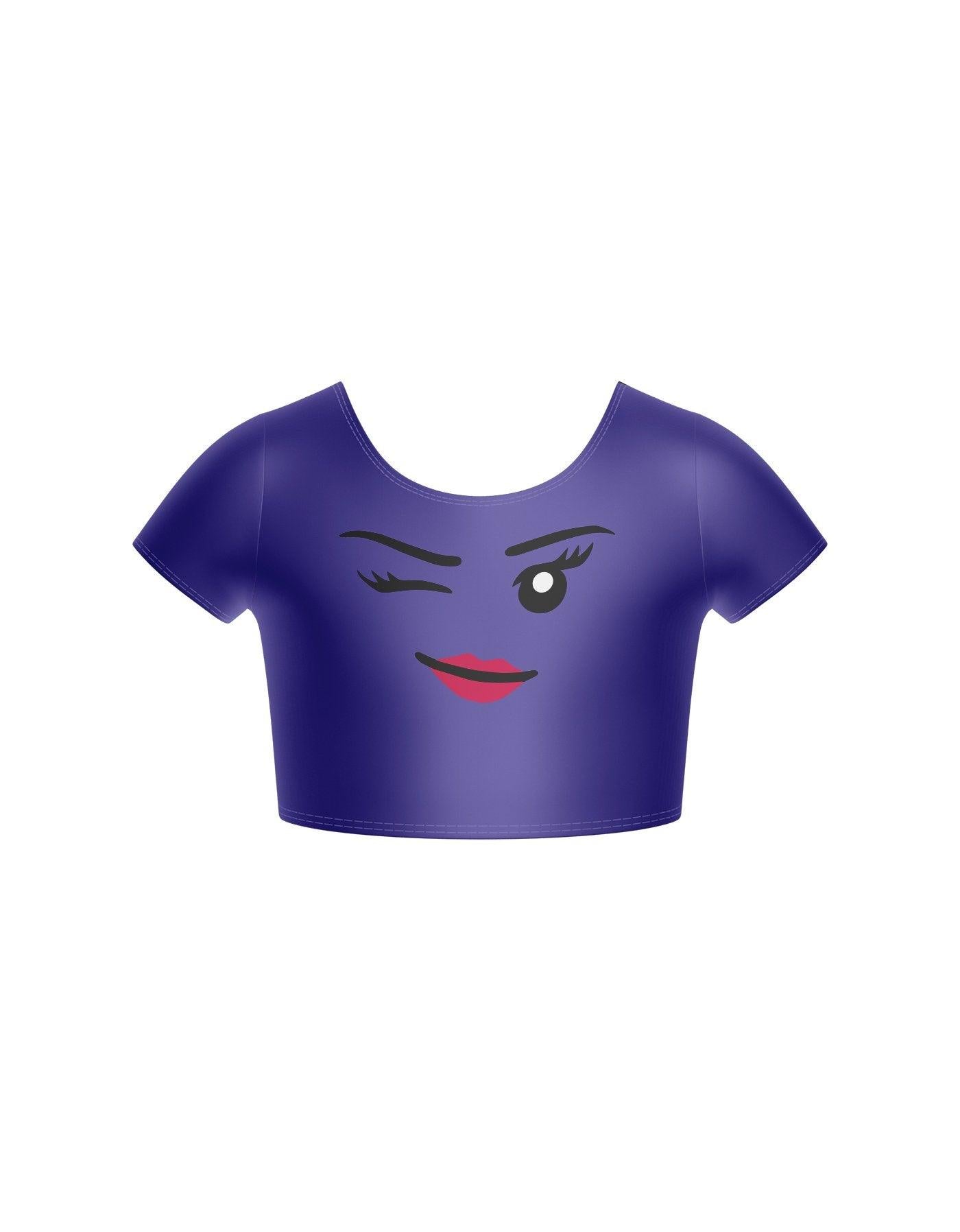 Happy Face Cap Sleeve Crop Top