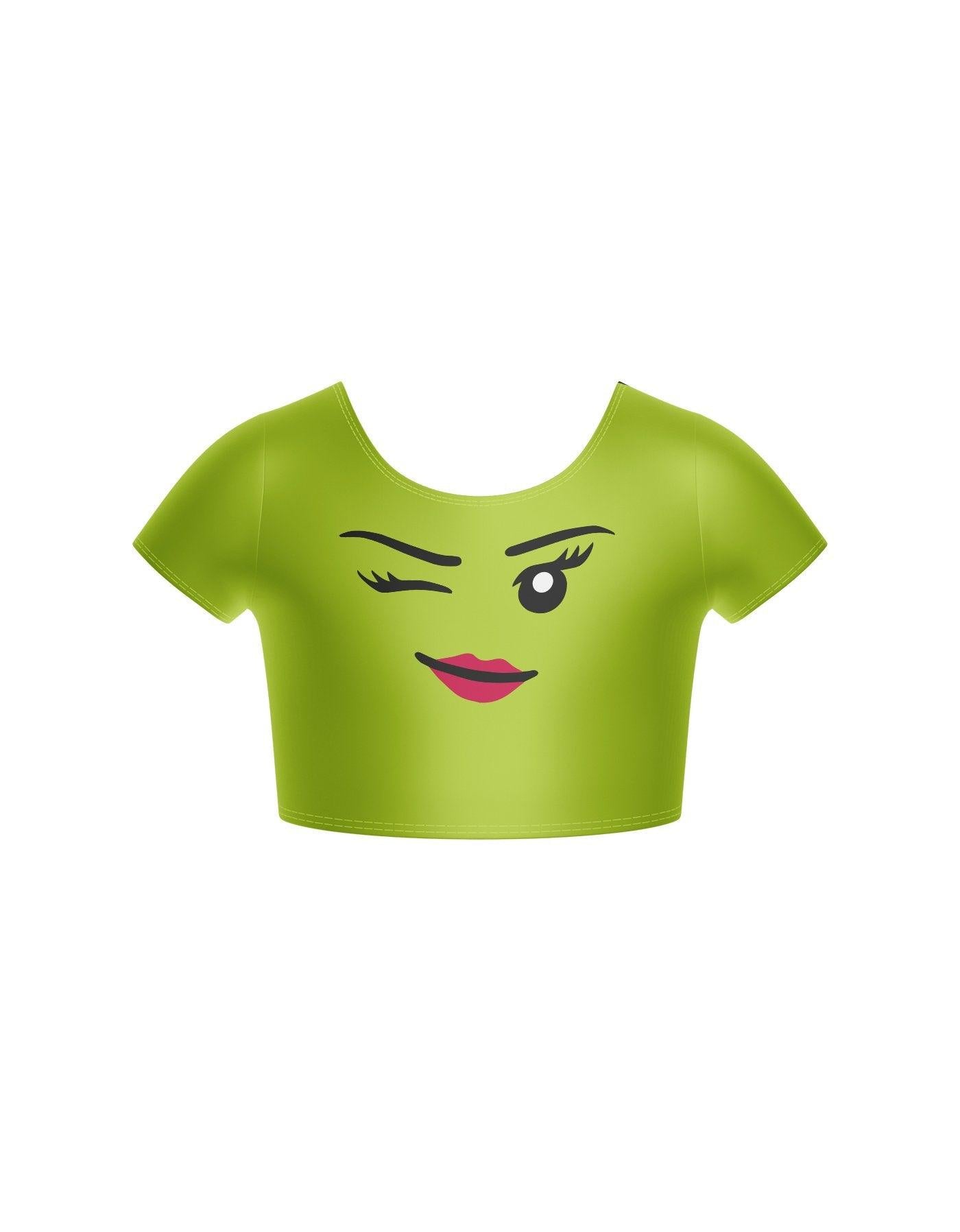 Happy Face Cap Sleeve Crop Top