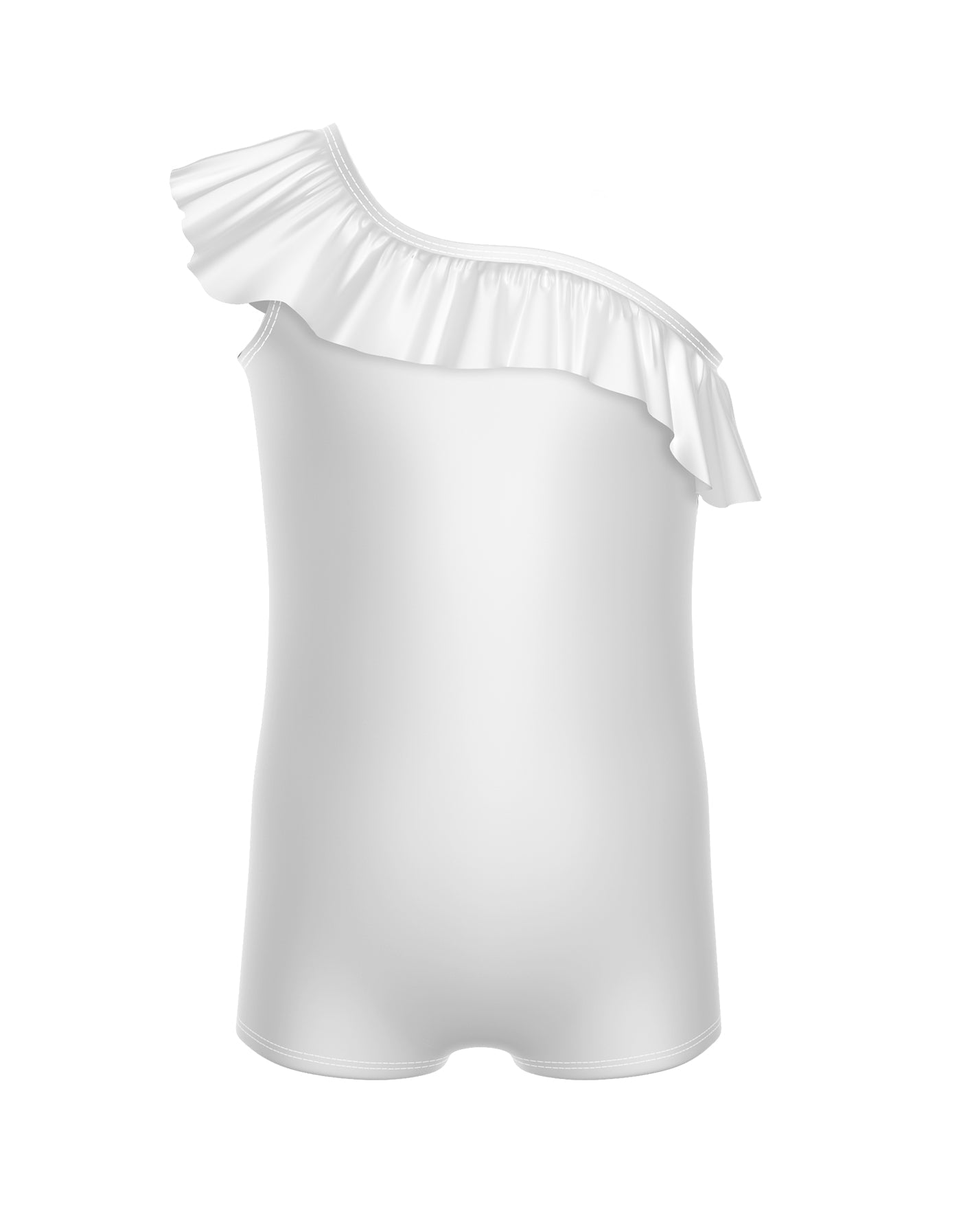 Solid Lycra One Shoulder Biketard with Ruffle