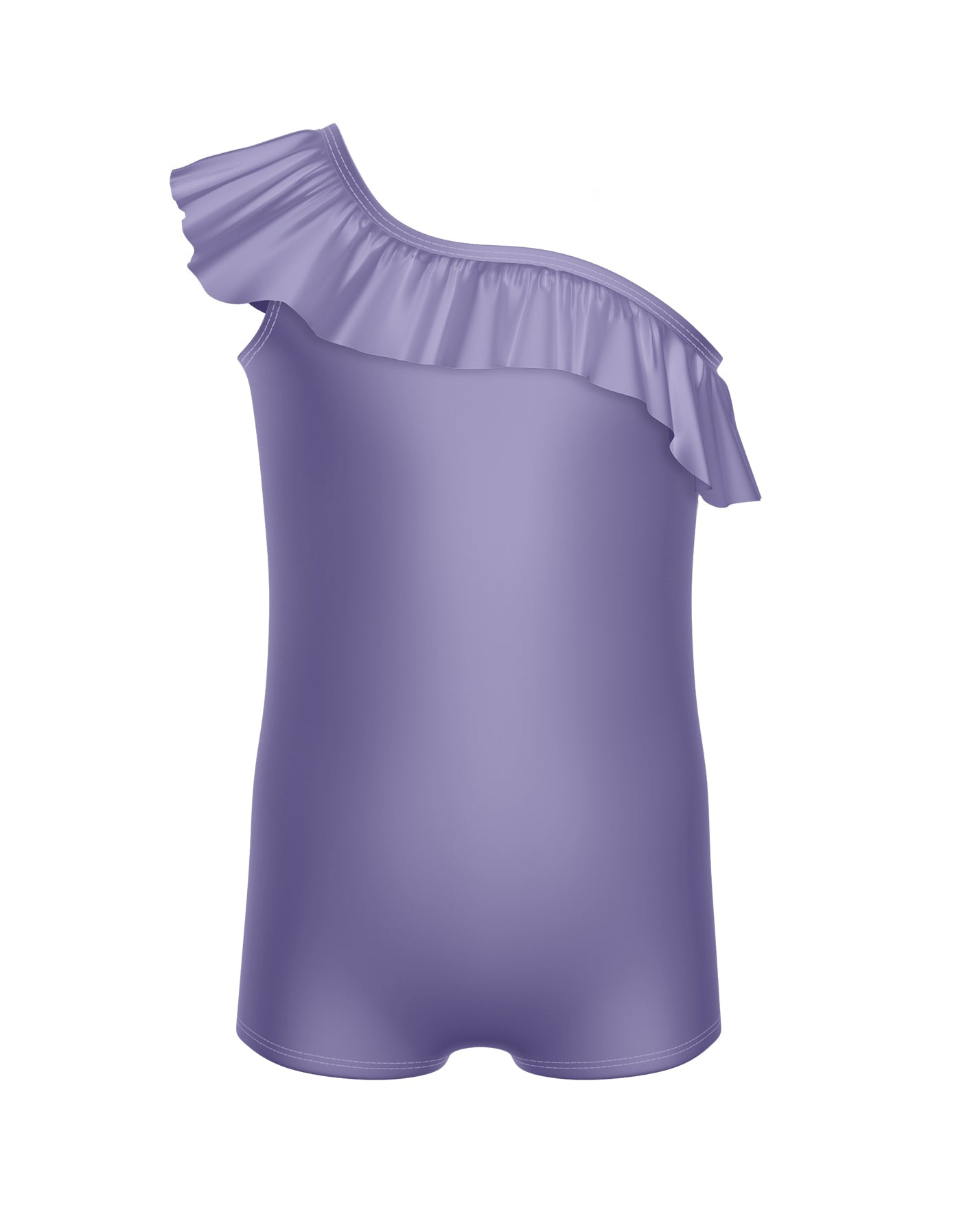 Solid Lycra One Shoulder Biketard with Ruffle