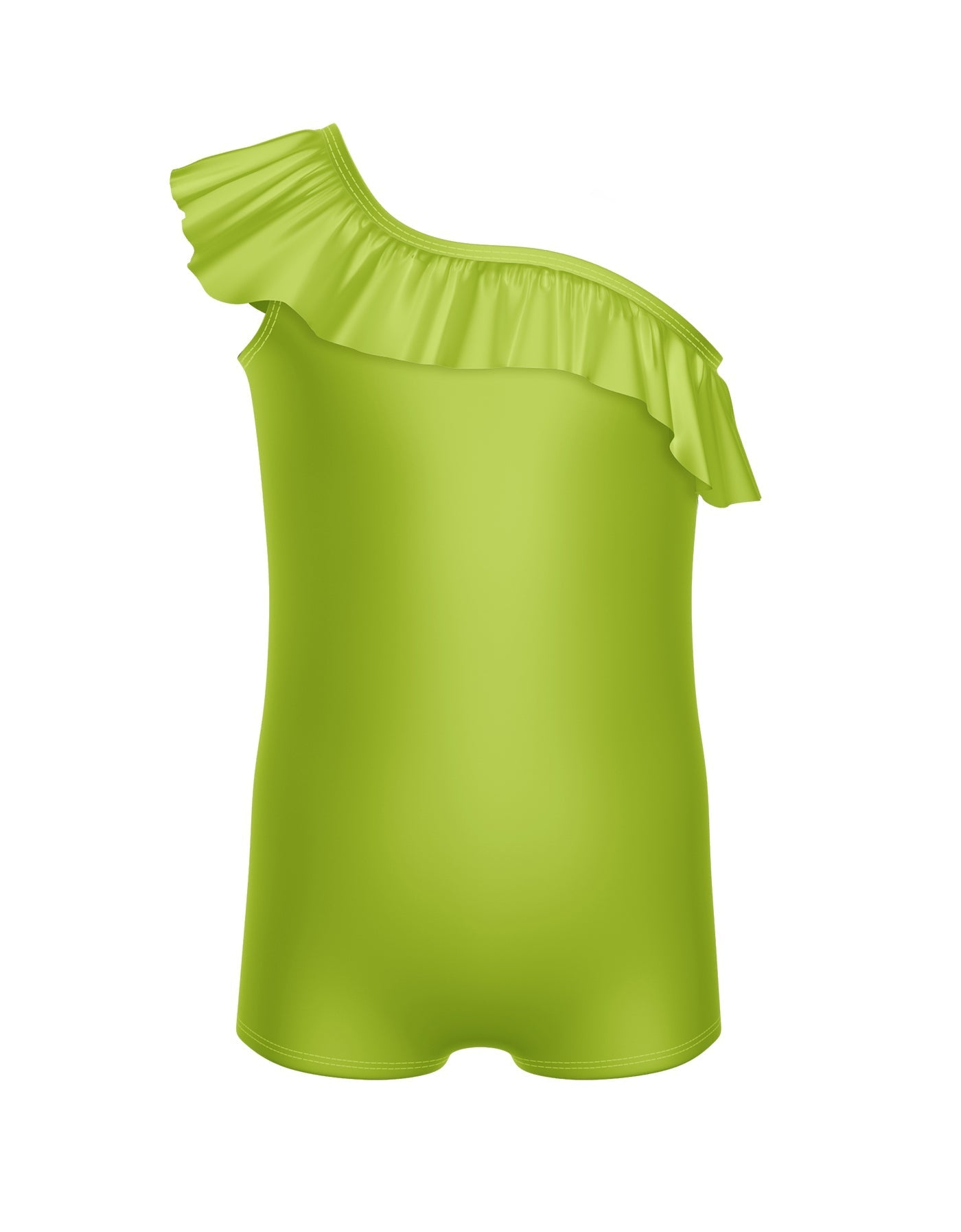Solid Lycra One Shoulder Biketard with Ruffle