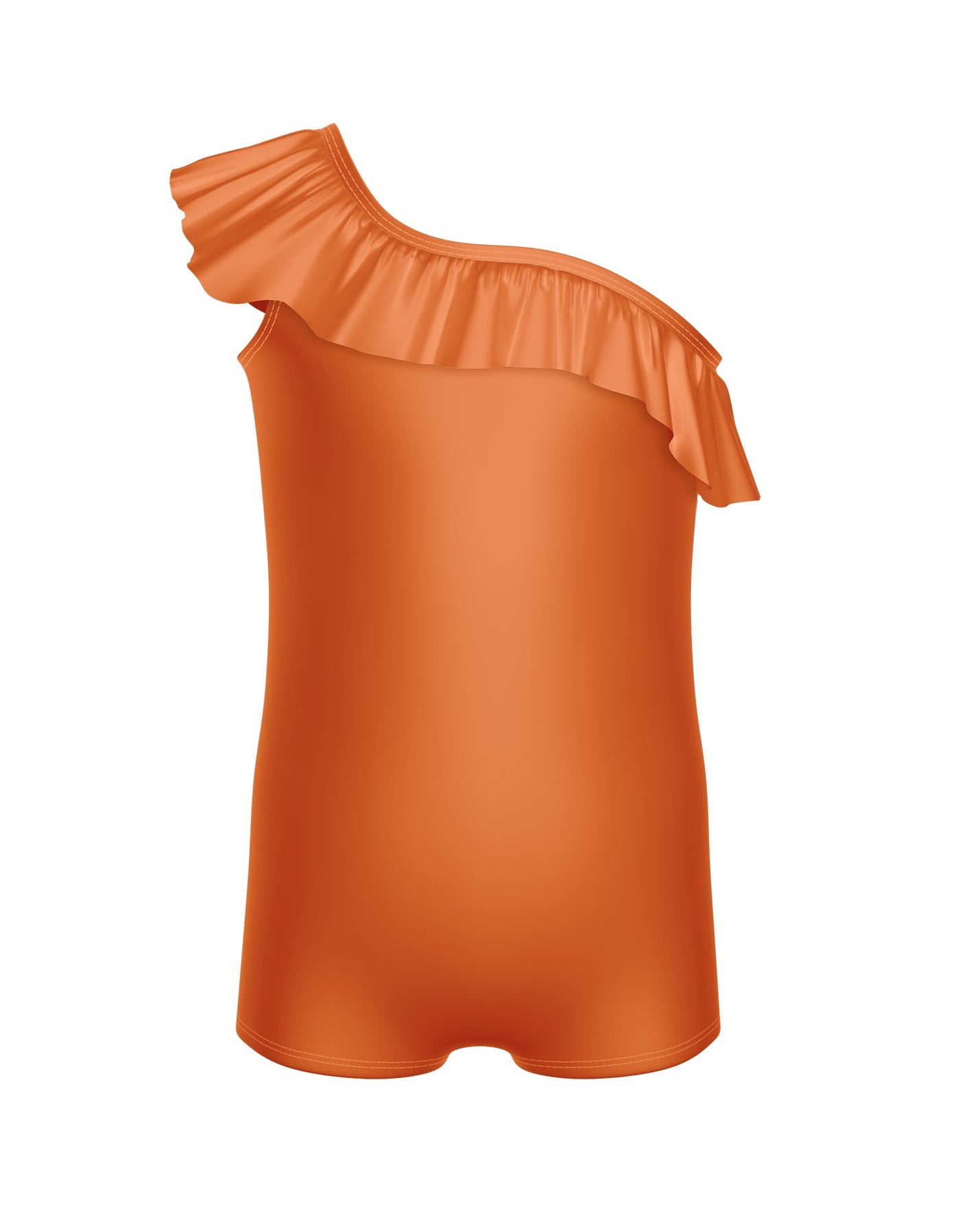 Solid Lycra One Shoulder Biketard with Ruffle
