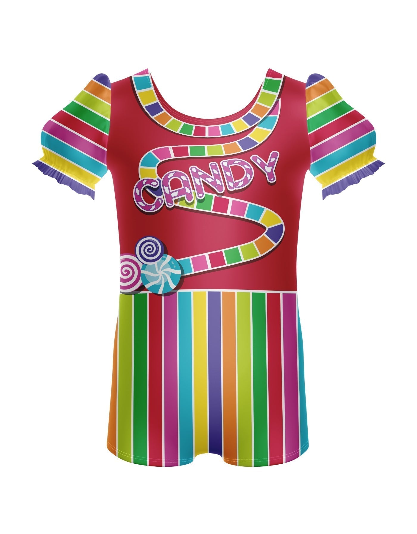 Candy Land Puff Sleeve Biketard