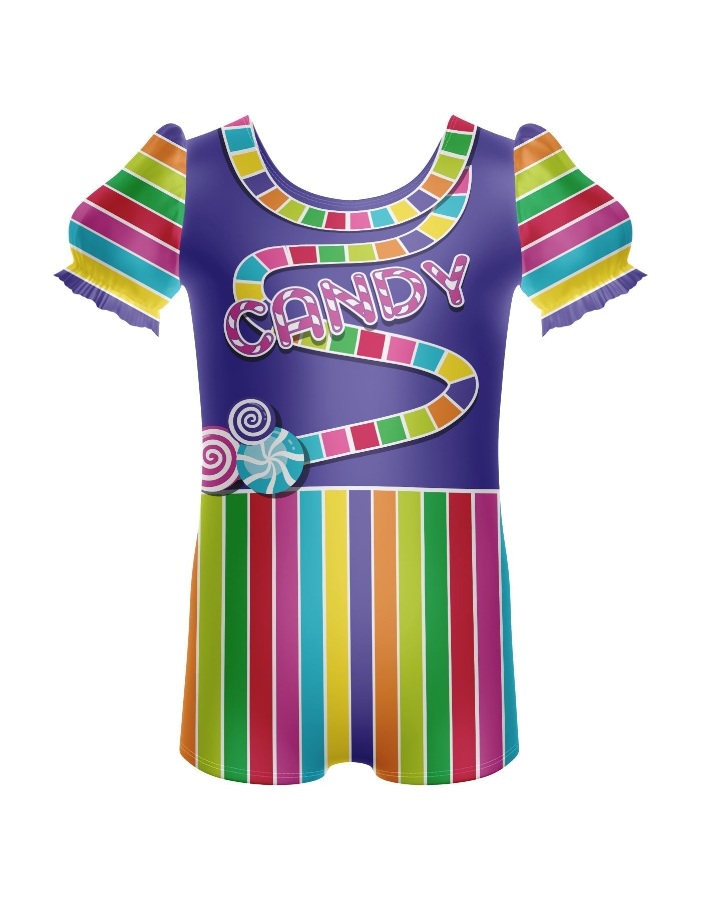 Candy Land Puff Sleeve Biketard