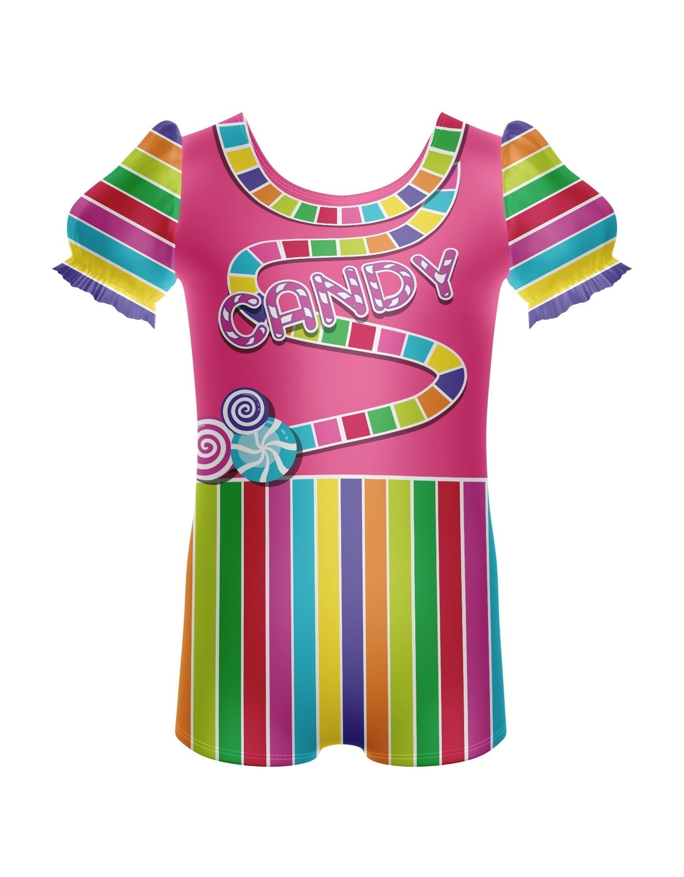 Candy Land Puff Sleeve Biketard