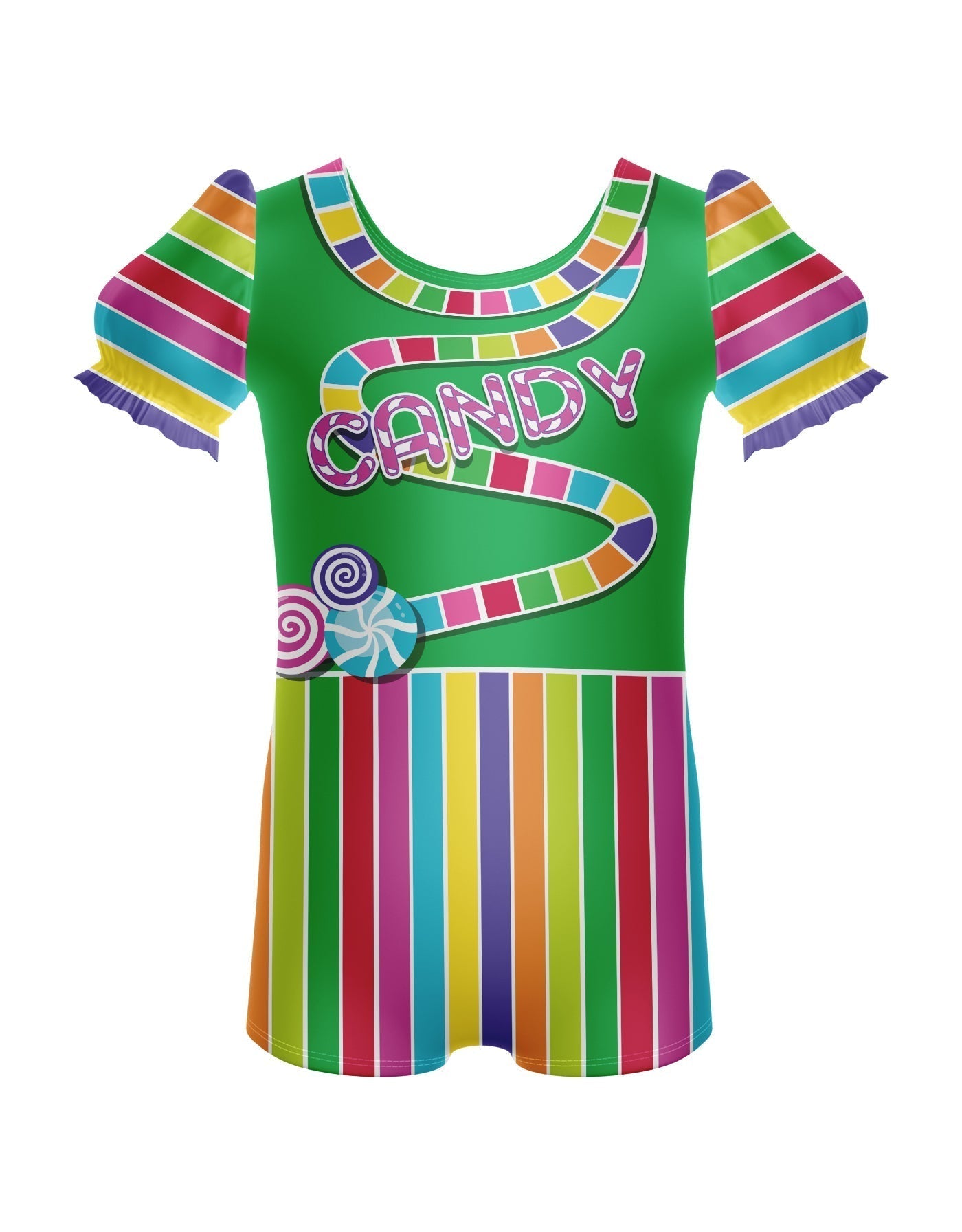 Candy Land Puff Sleeve Biketard