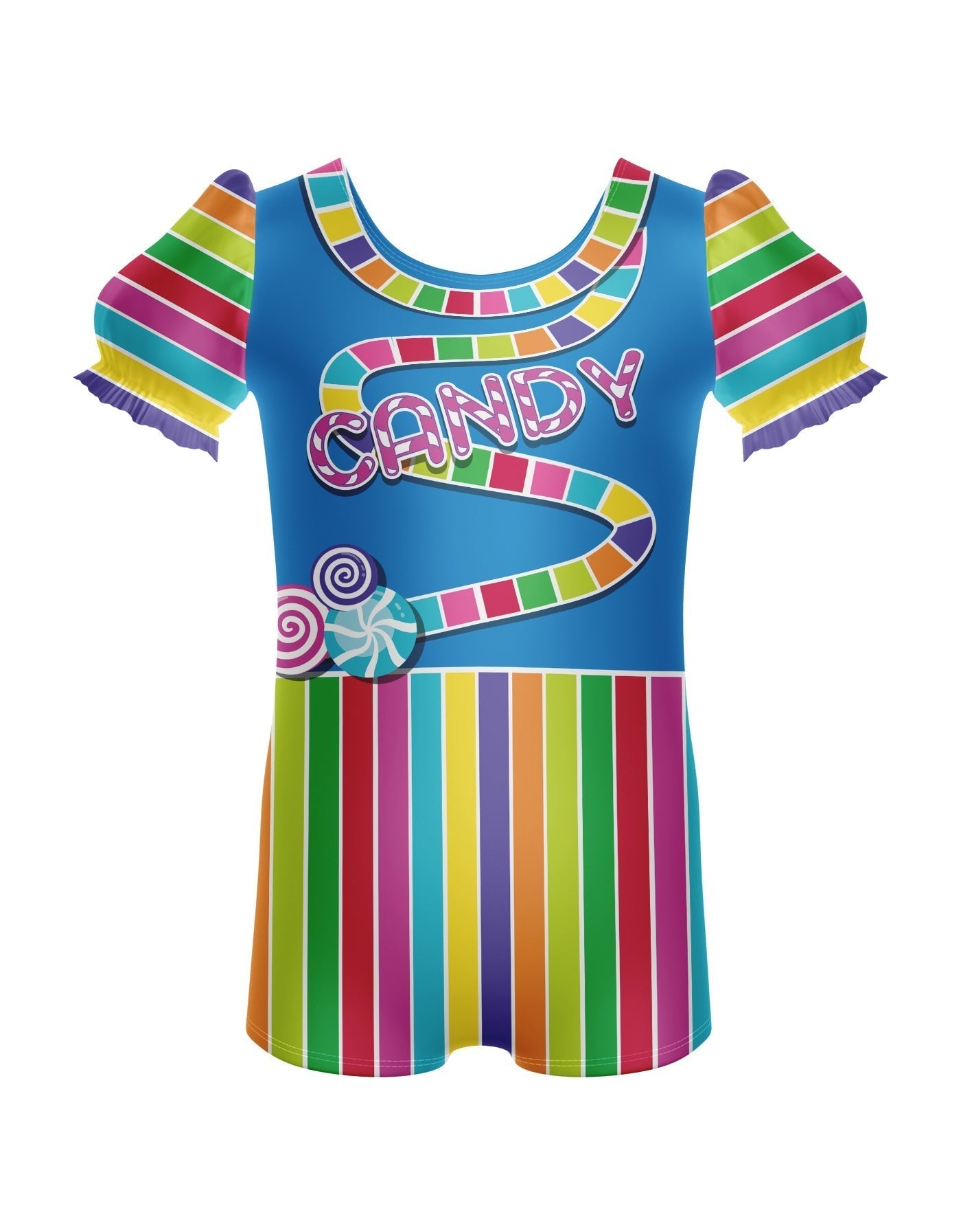 Candy Land Puff Sleeve Biketard