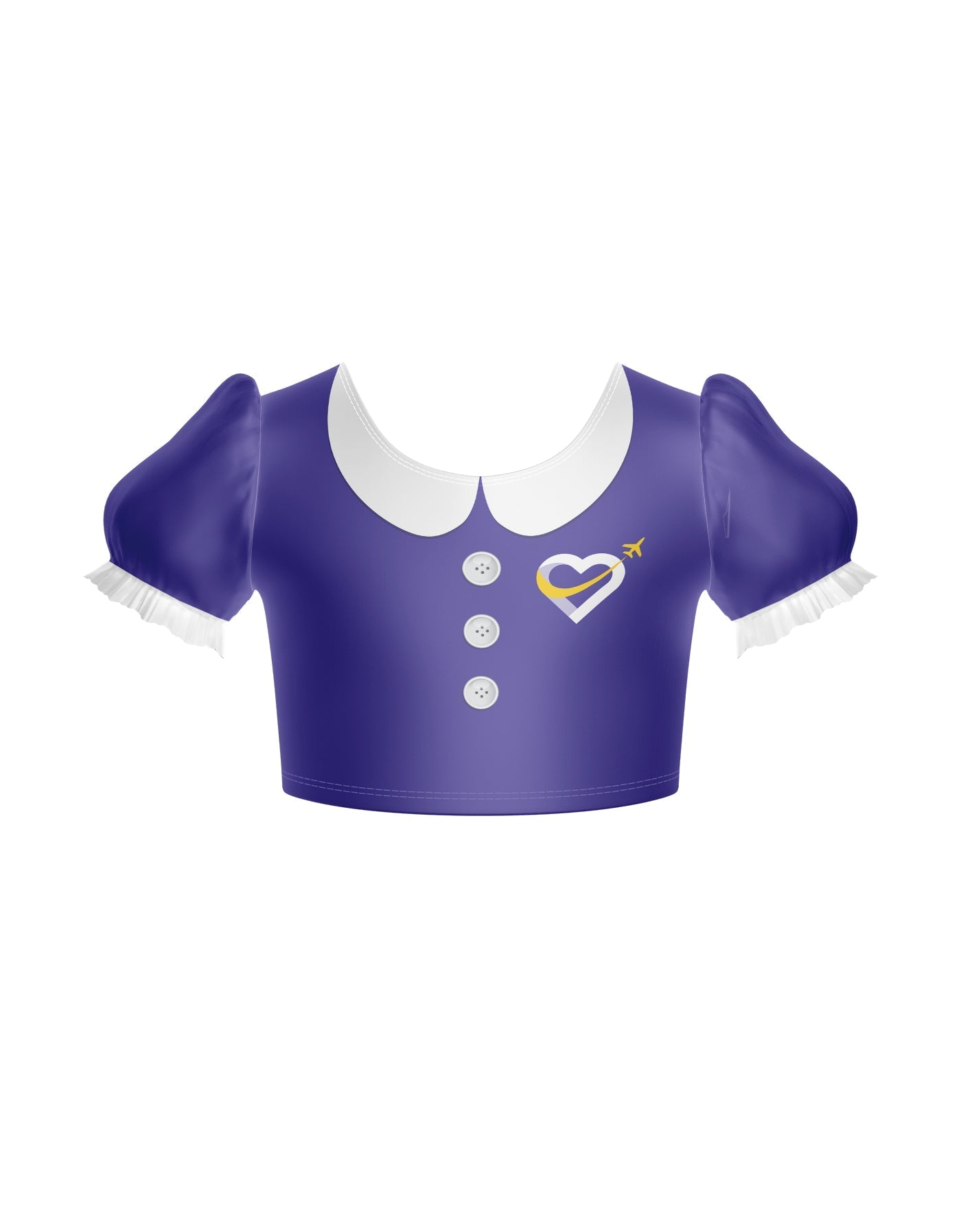 Flight Attendant Puff Sleeve Crop Top