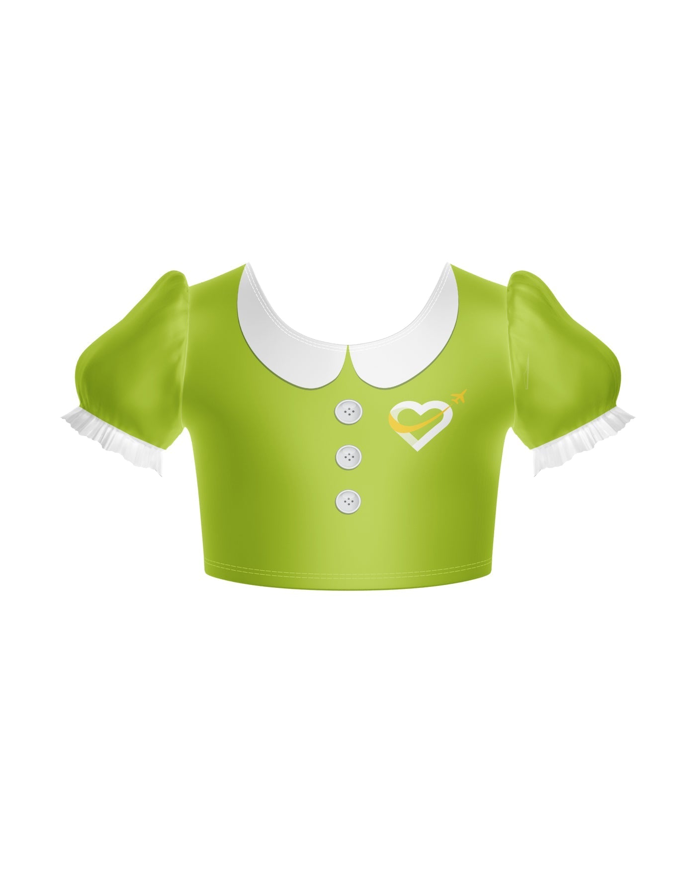 Flight Attendant Puff Sleeve Crop Top
