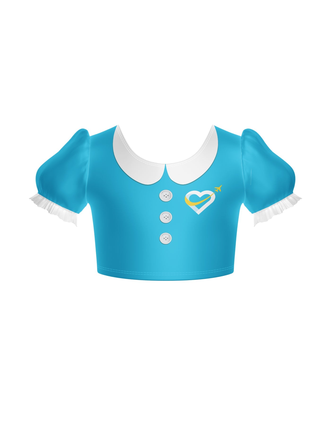Flight Attendant Puff Sleeve Crop Top