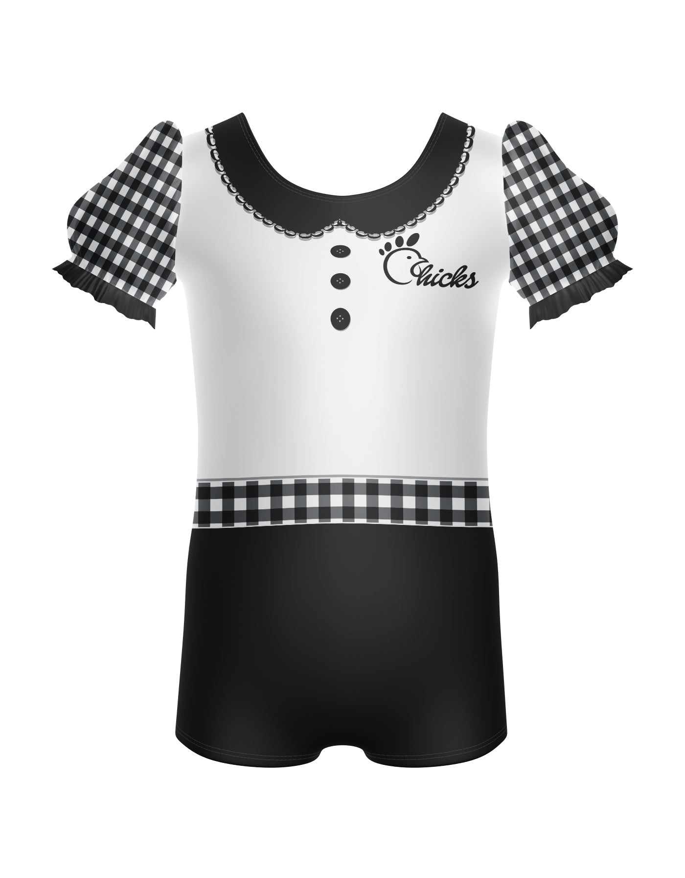 Us Chickens Puff Sleeve Biketard