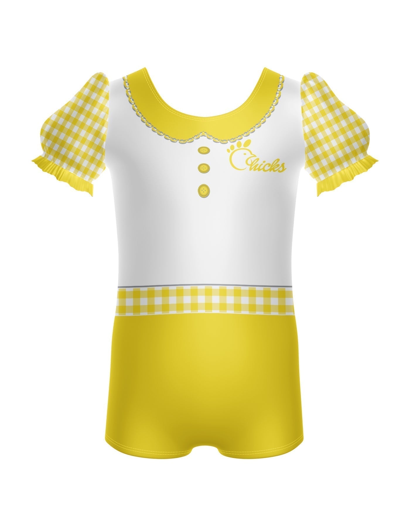 Us Chickens Puff Sleeve Biketard