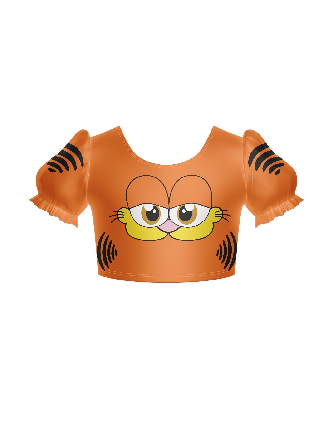 Lazy Cat Puff Sleeve Crop Top