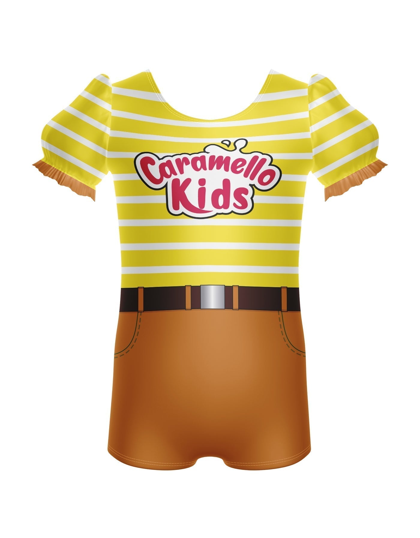 Caramel Koala Puff Sleeve Biketard