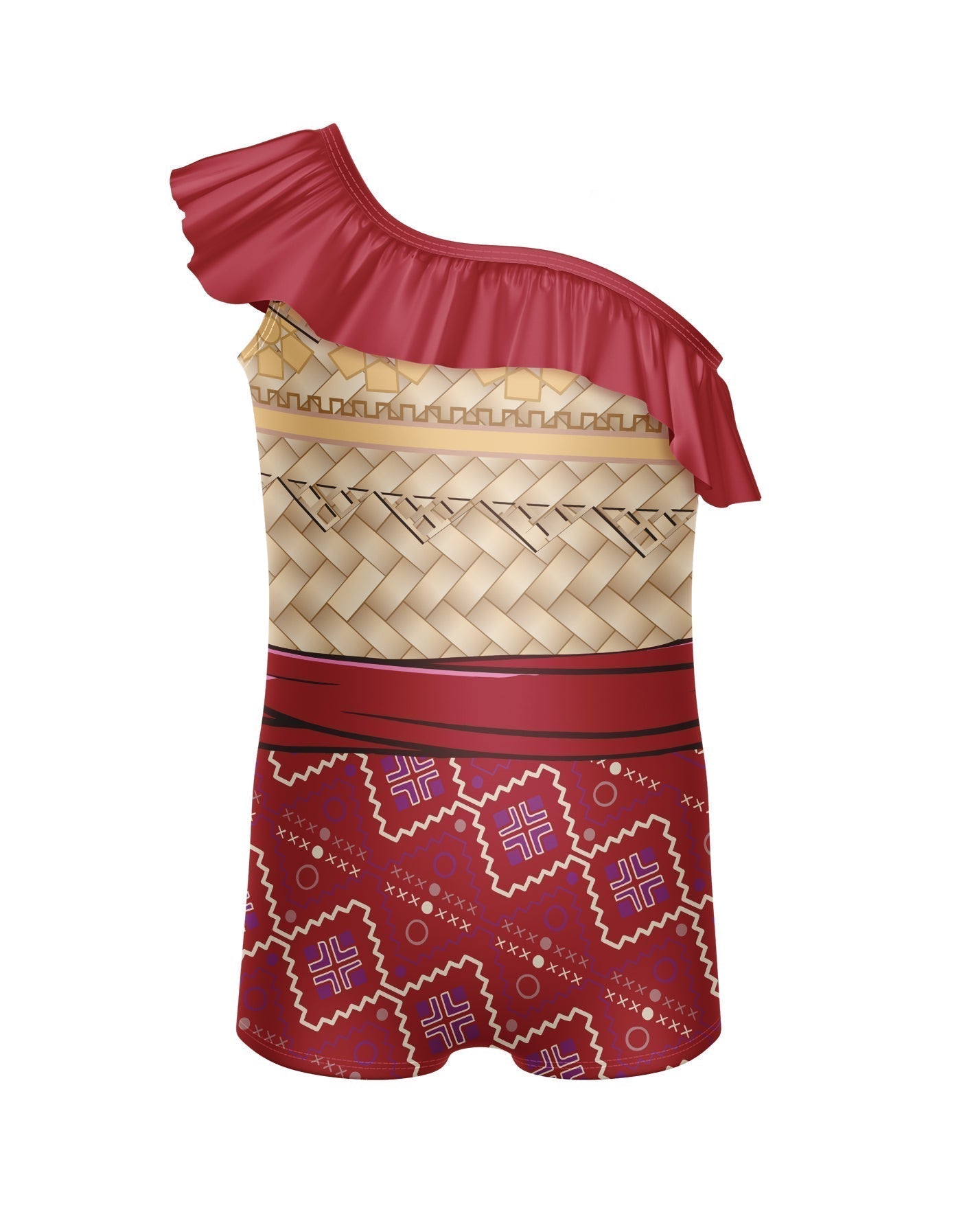Tropical Adventure One Shoulder Biketard with Ruffle