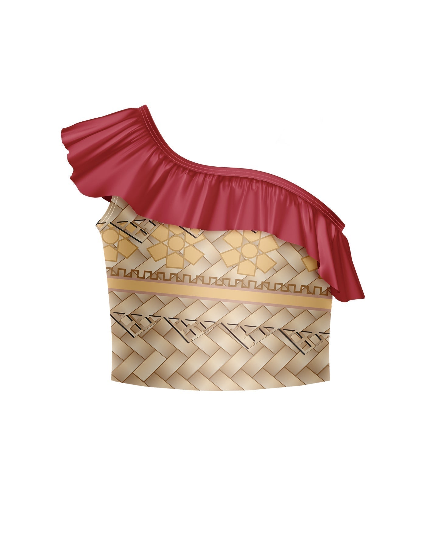 Tropical Adventure One Shoulder Crop Top with Ruffle