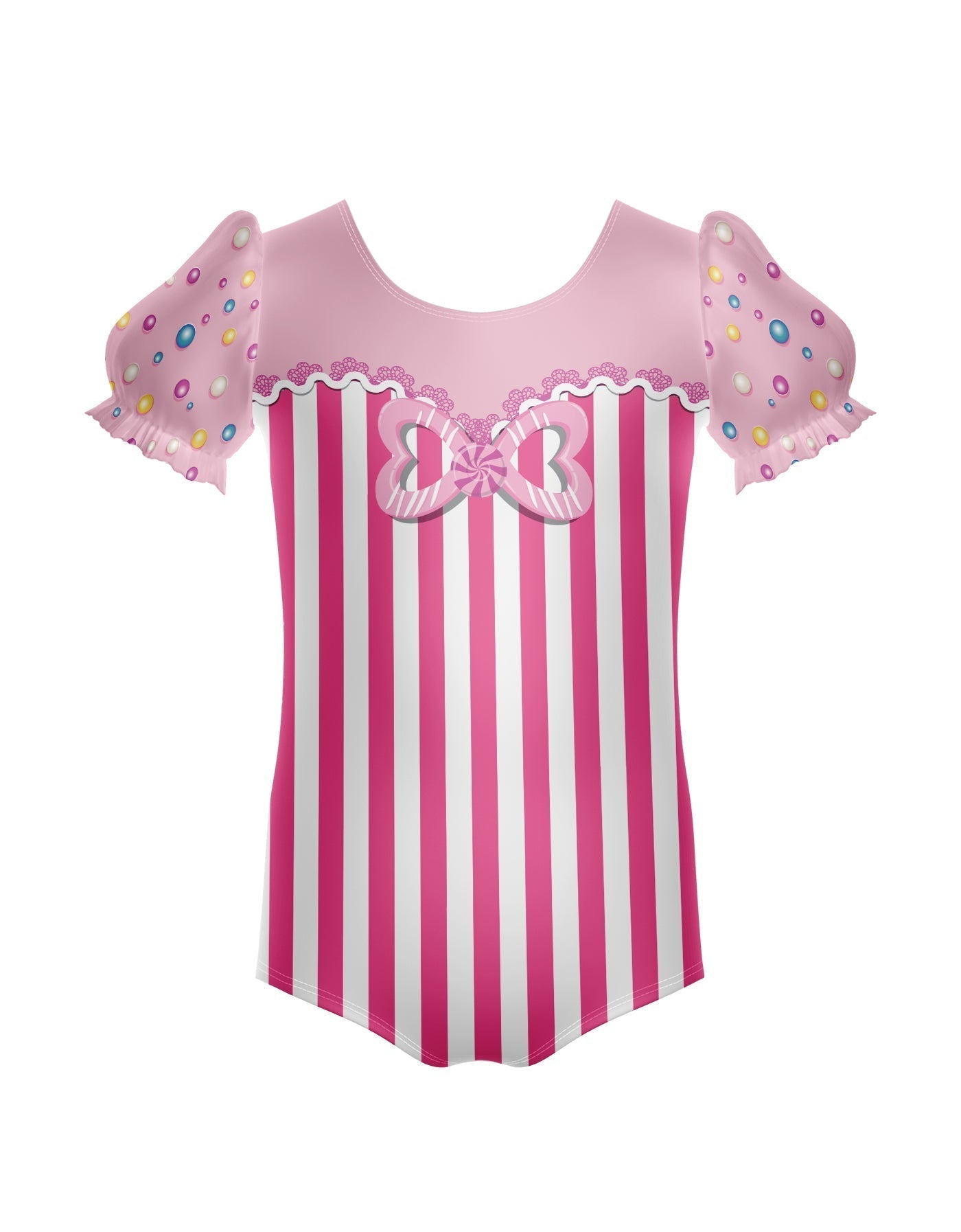 Candy Stripes Puff Sleeve Leotard