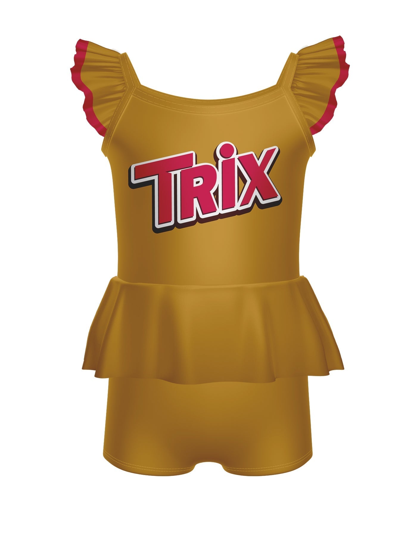 Trix Chocolate Camisole Flutter Sleeve Biketard w Peplum