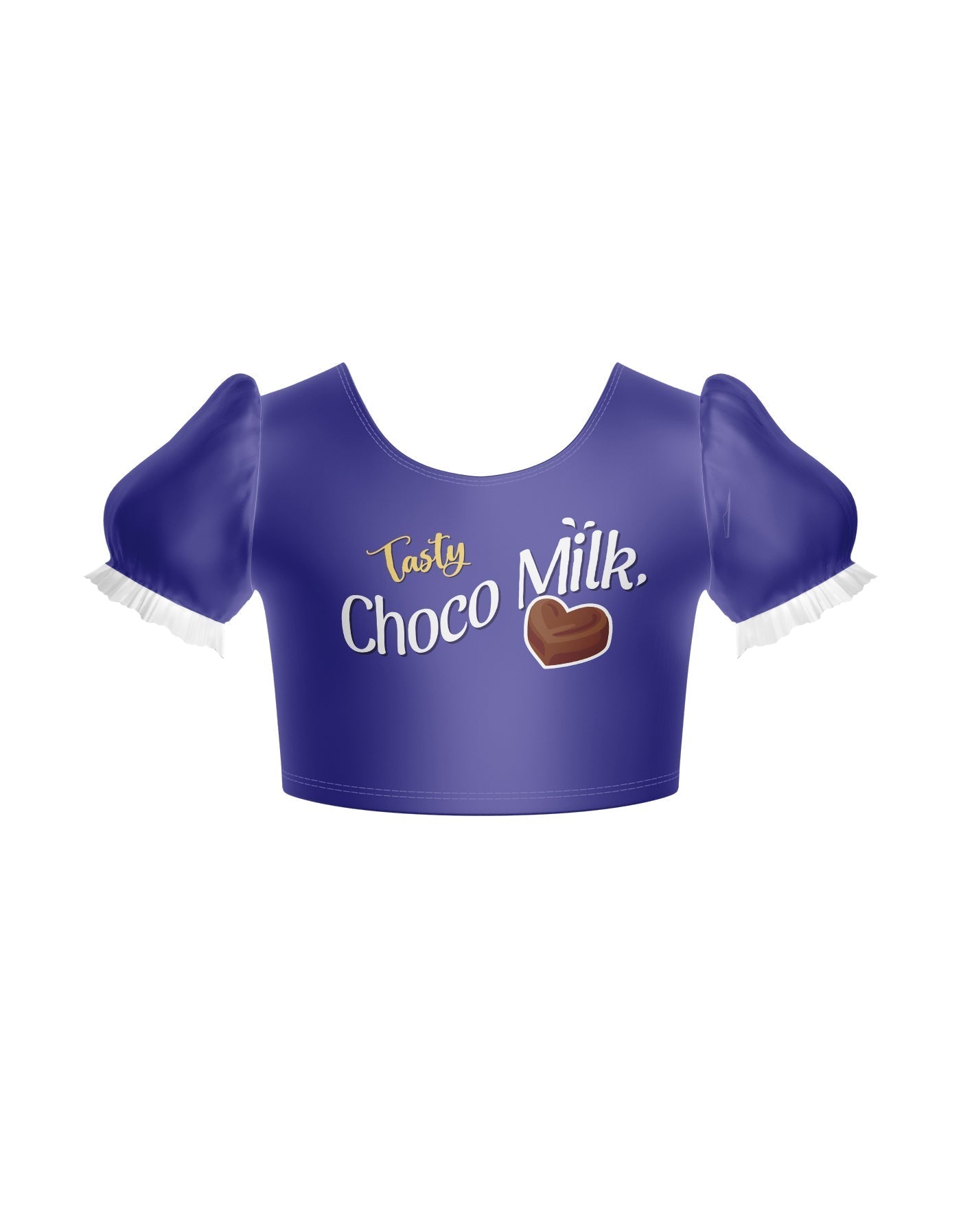 Choco Milk Puff Sleeve Crop Top