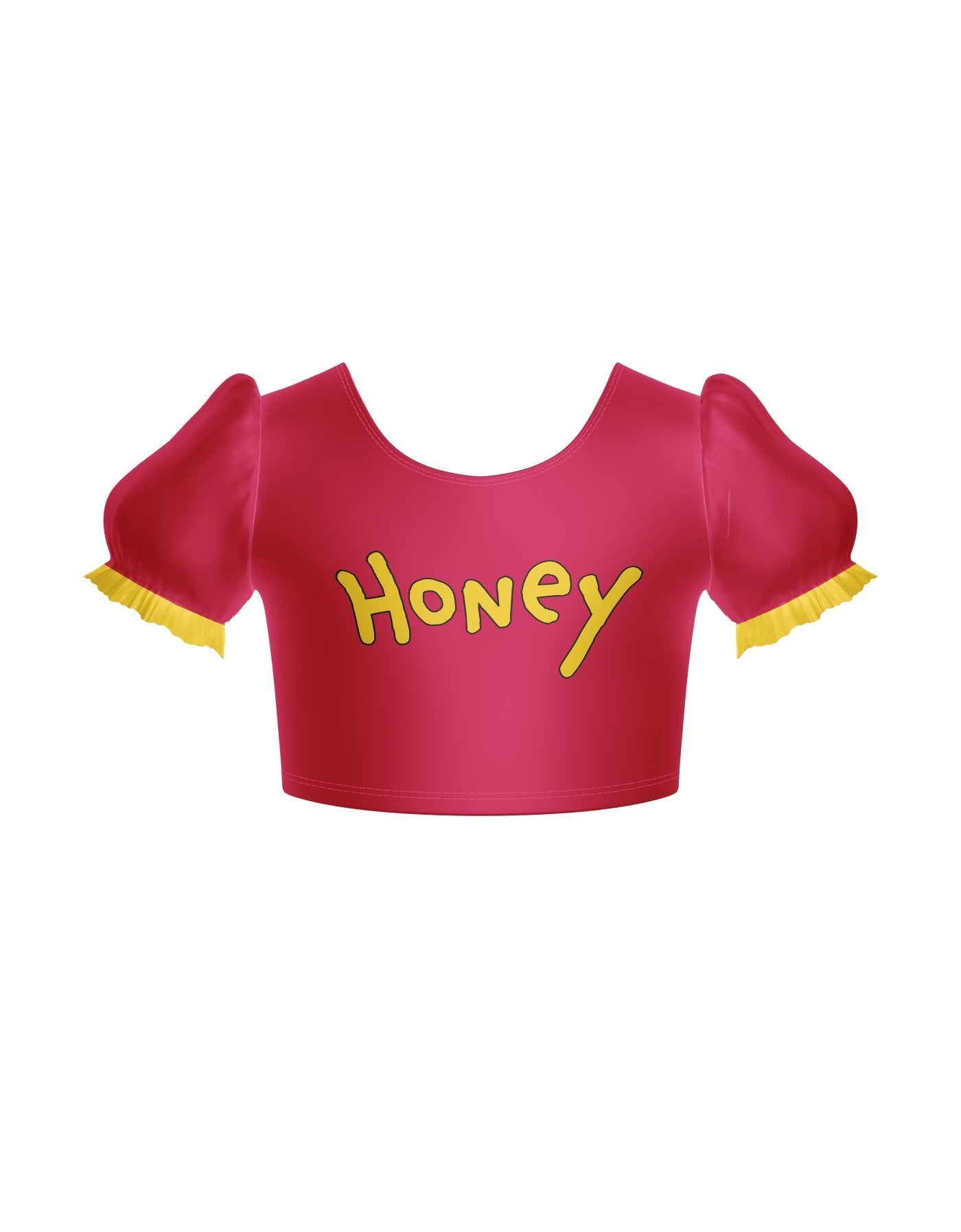 Little Pooh Bear Puff Sleeve Crop Top