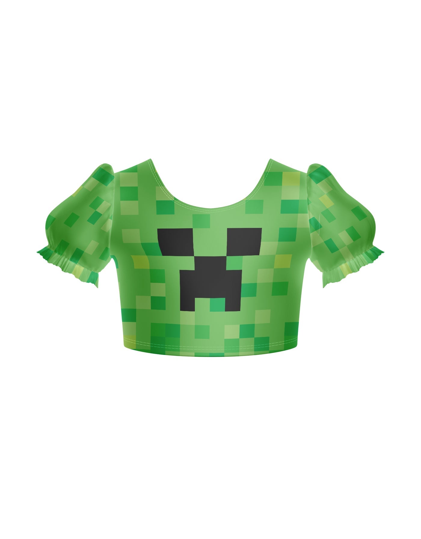 Pixels Puff Sleeve Crop Top
