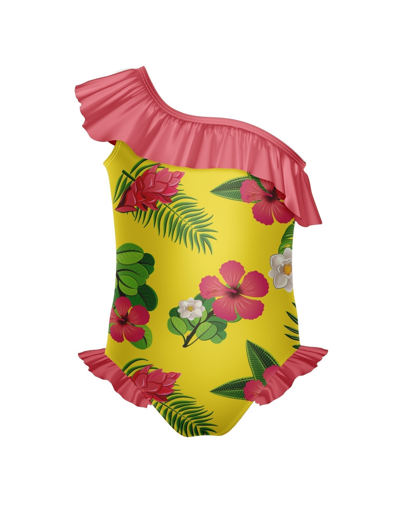 Tropicoco One Shoulder w Ruffle w Leg Flutter Leotard
