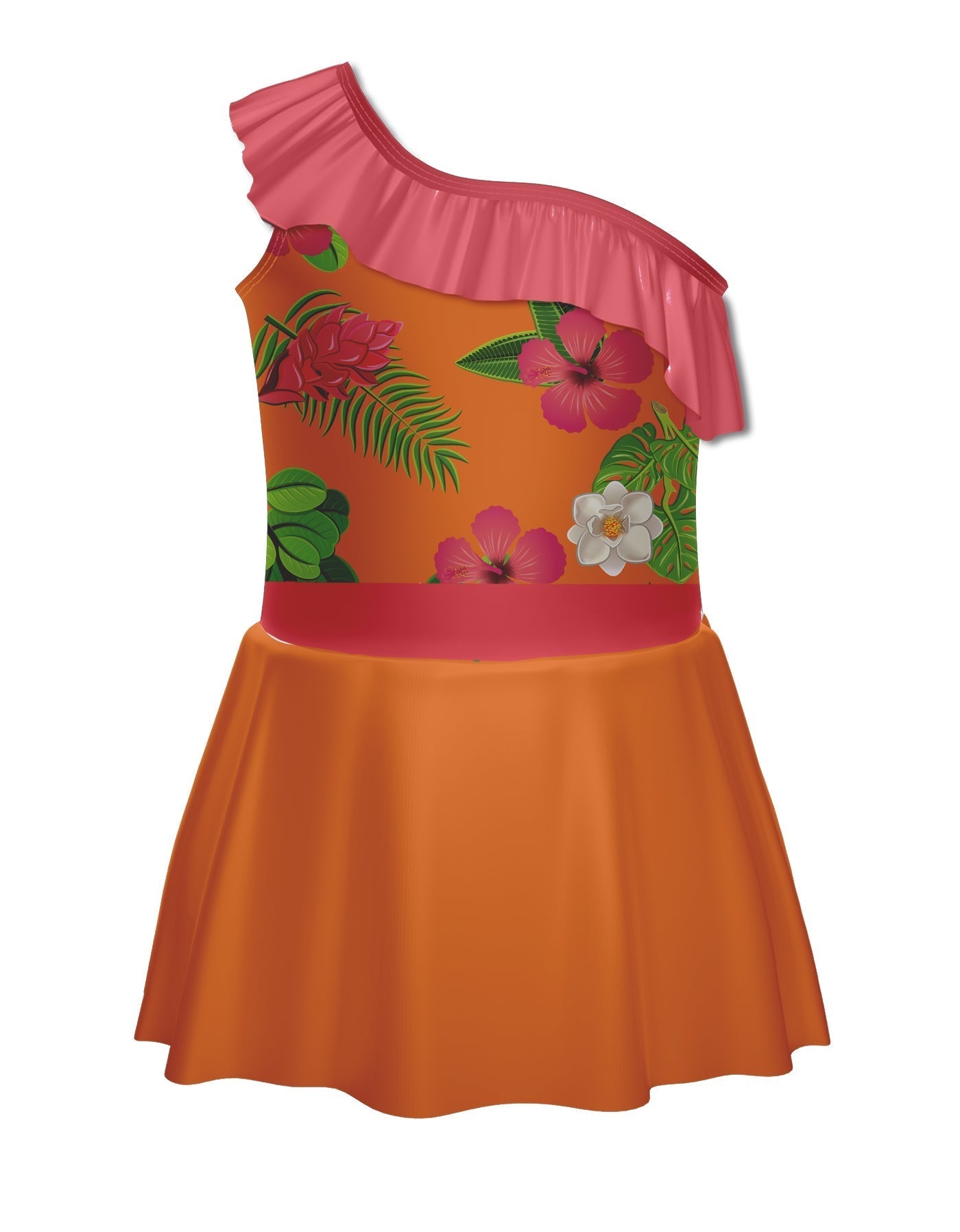 Tropicoco One Shoulder w Ruffle Dress