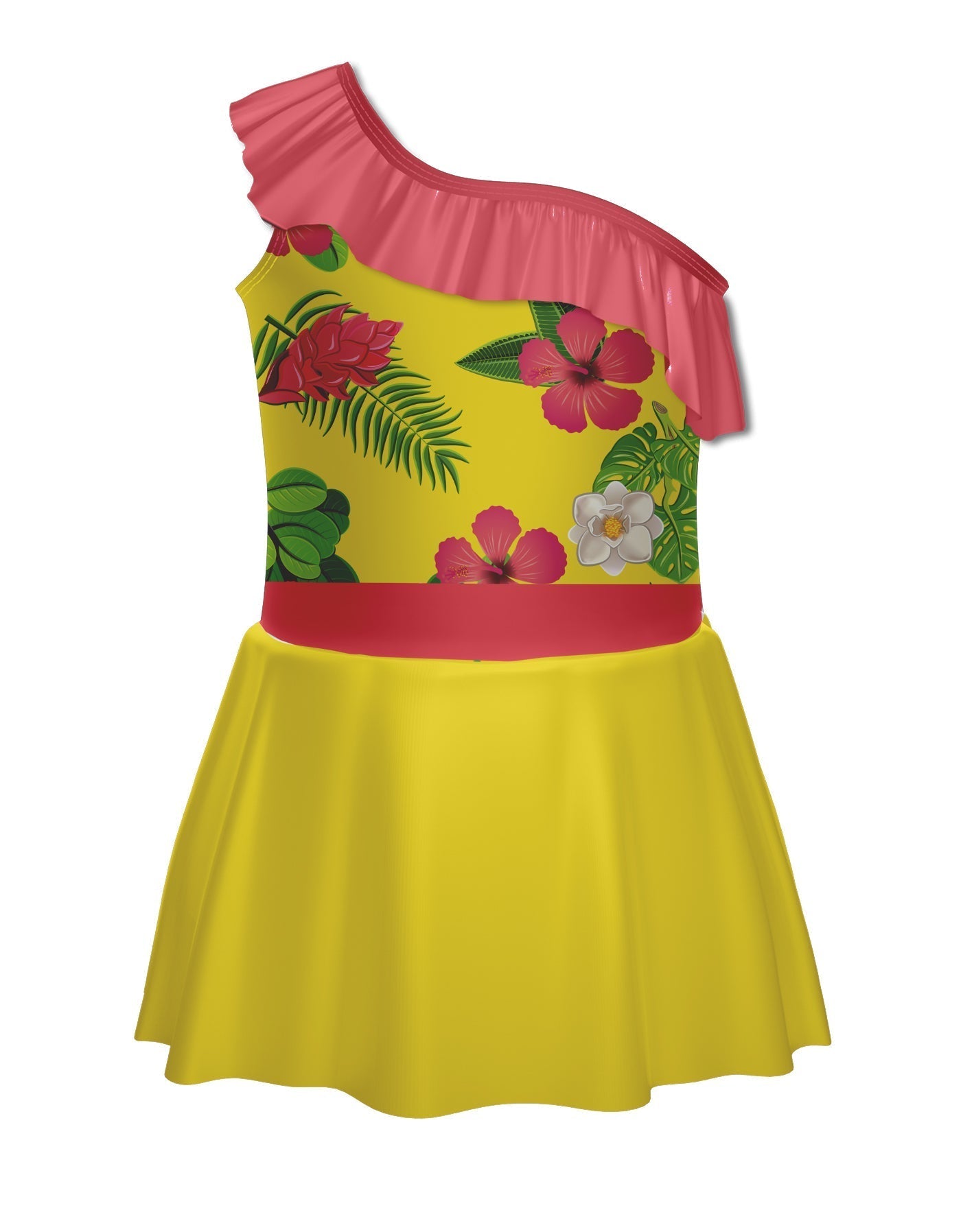 Tropicoco One Shoulder w Ruffle Dress