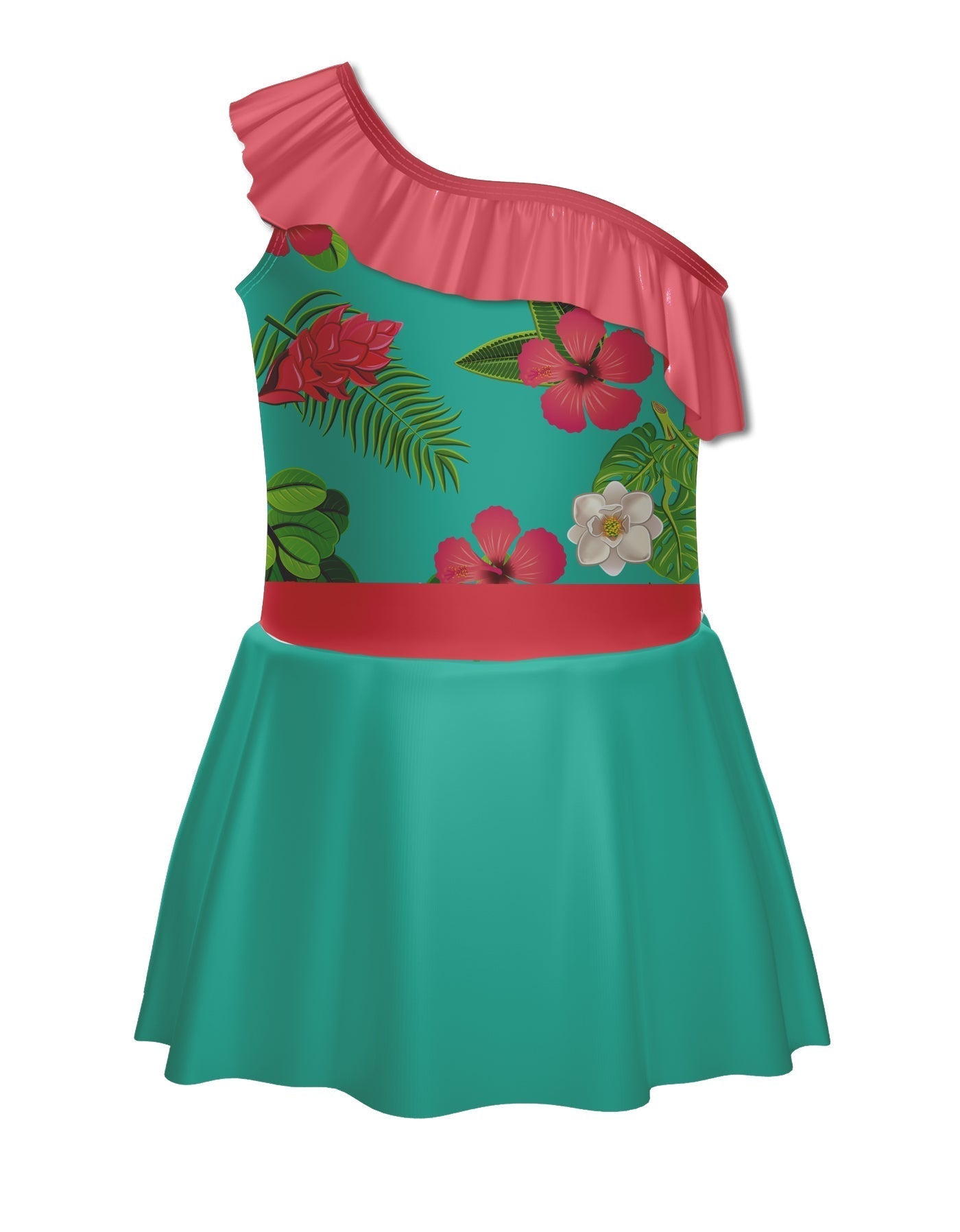 Tropicoco One Shoulder w Ruffle Dress