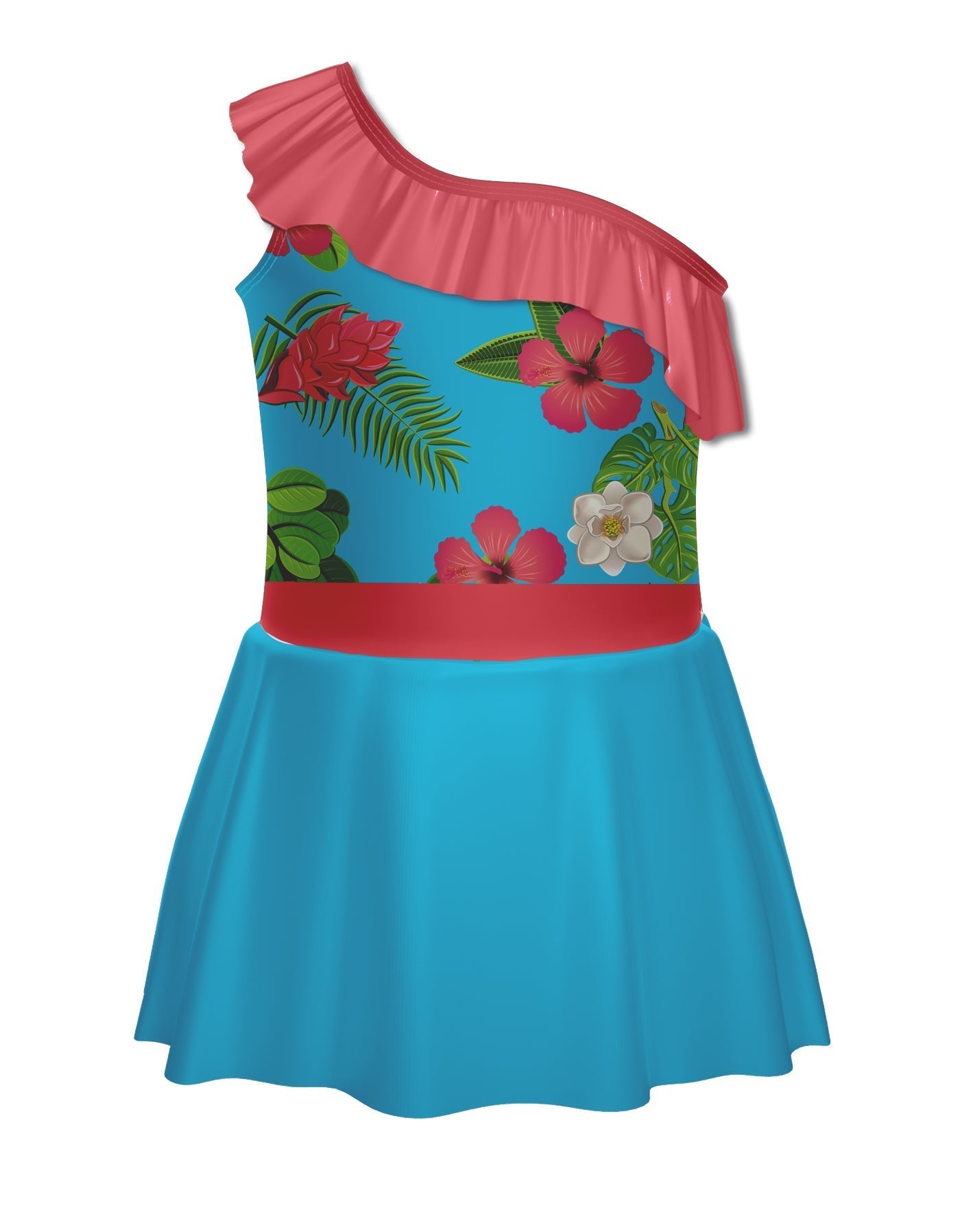 Tropicoco One Shoulder w Ruffle Dress