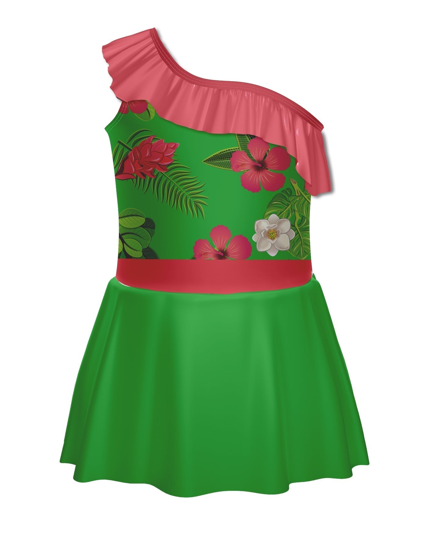 Tropicoco One Shoulder w Ruffle Dress