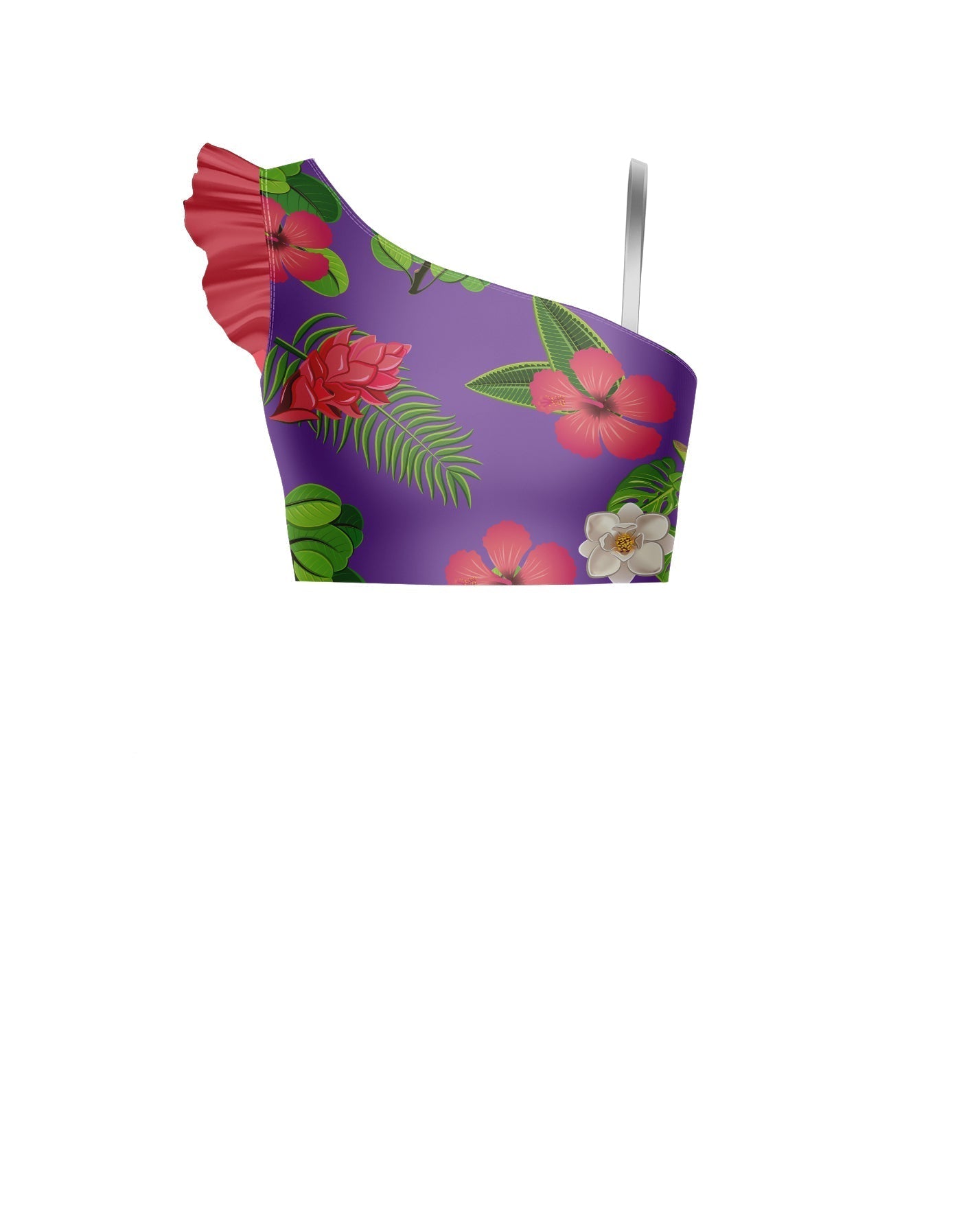 Tropicoco One Shoulder Crop with Gather Sleeve