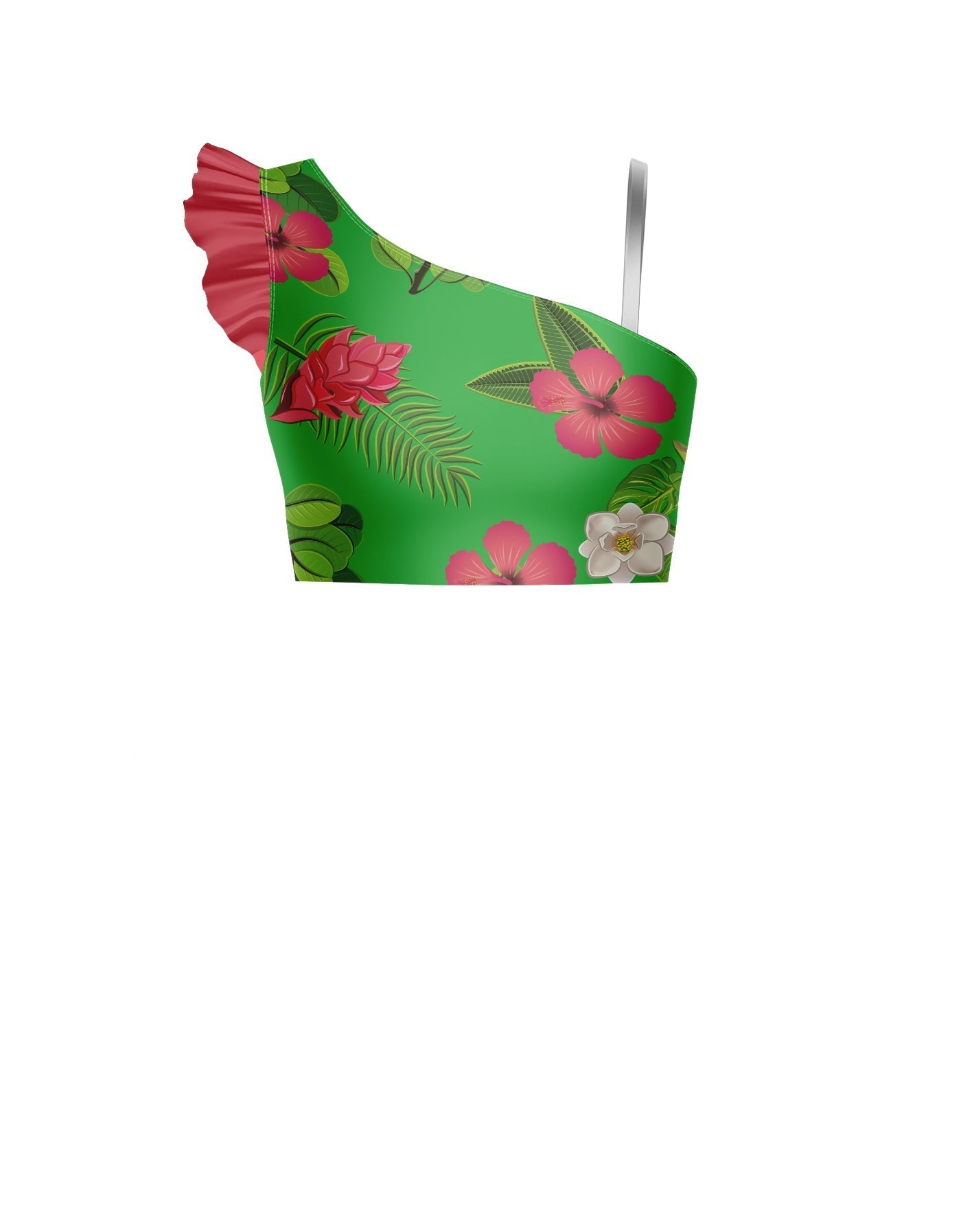 Tropicoco One Shoulder Crop with Gather Sleeve