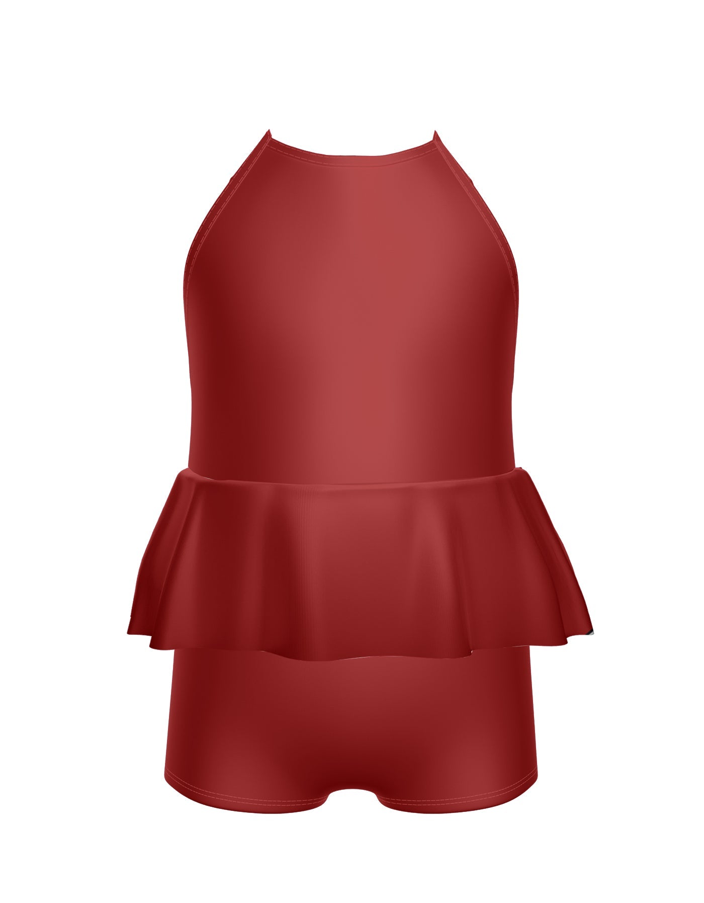 Solid Lycra Cami Biketard with Peplum