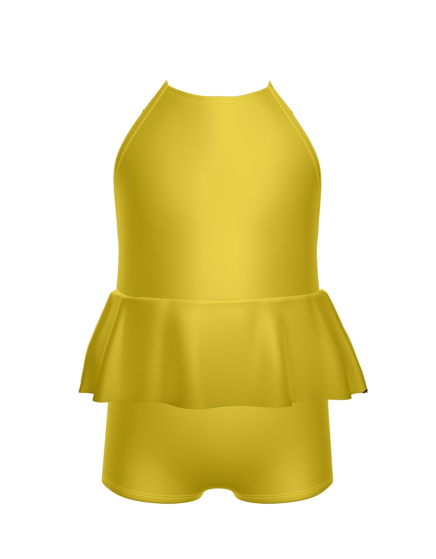 Solid Lycra Cami Biketard with Peplum