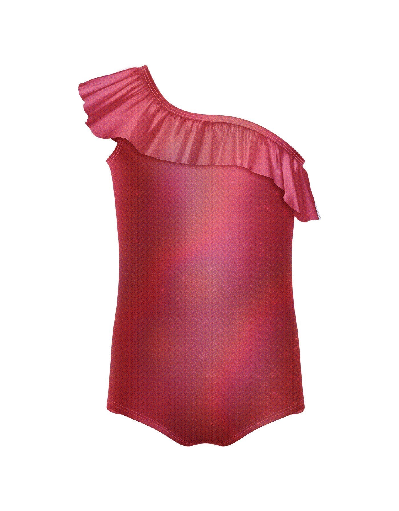 Solid Hologram One Shoulder Leotard with Ruffle