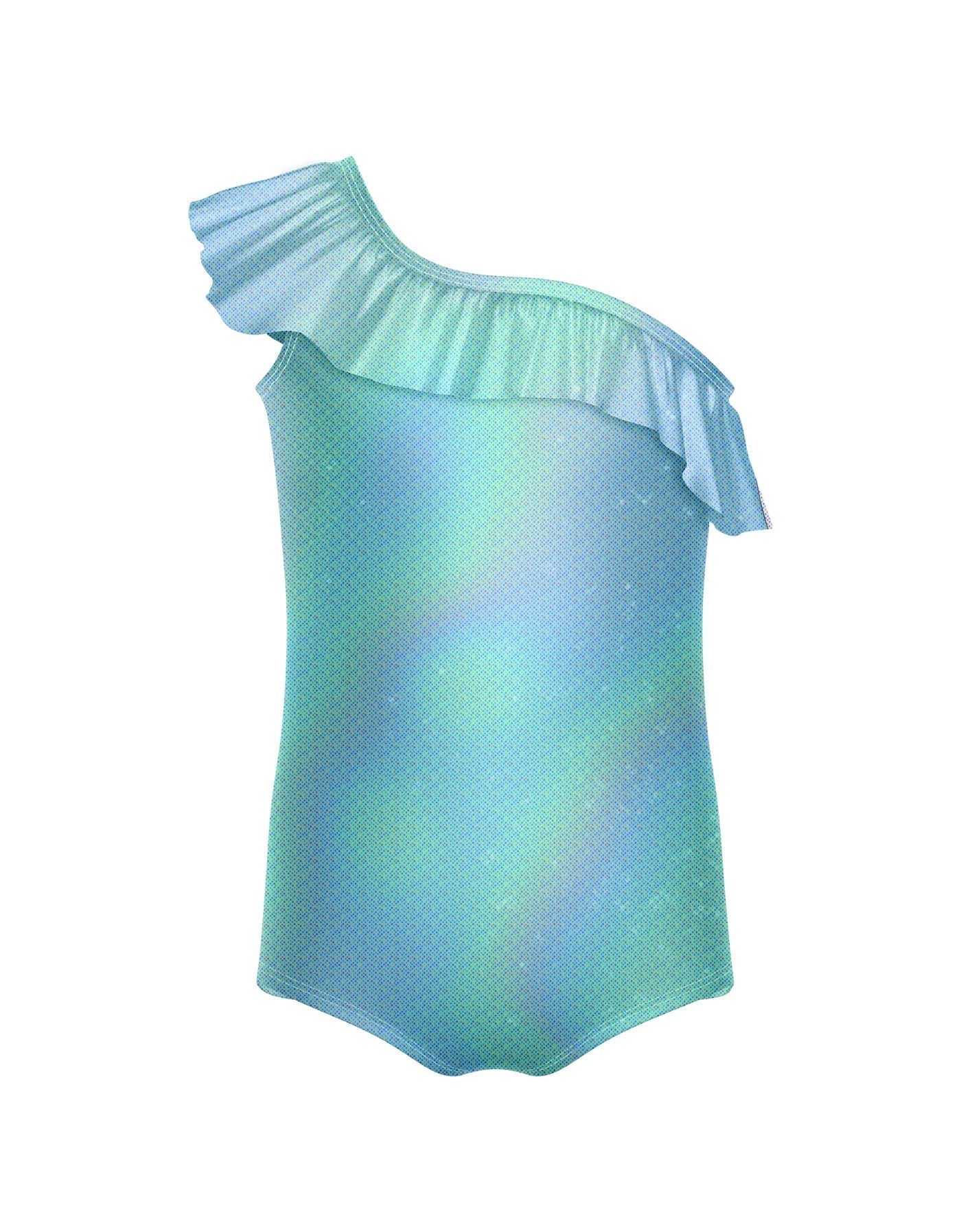 Solid Hologram One Shoulder Leotard with Ruffle