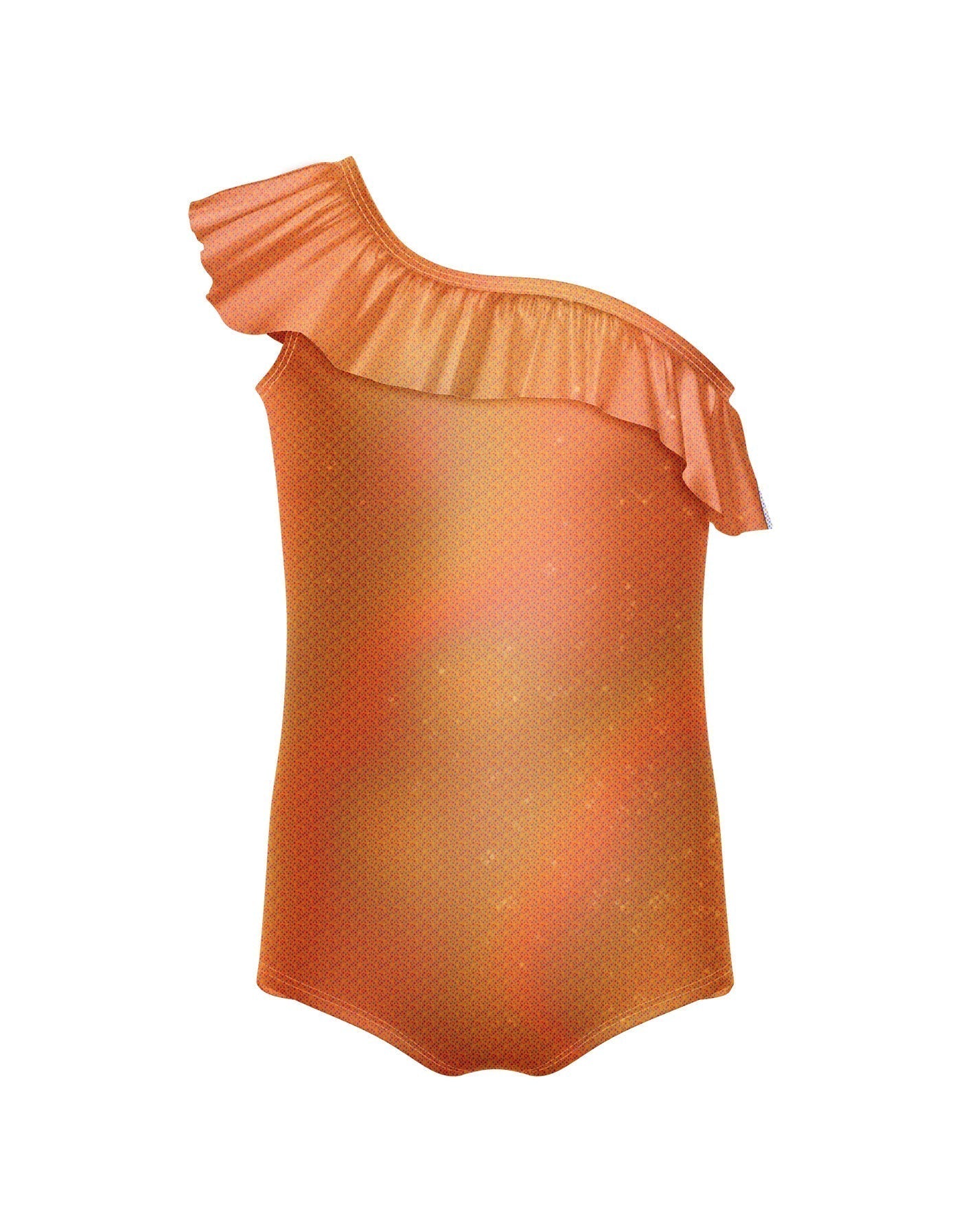 Solid Hologram One Shoulder Leotard with Ruffle