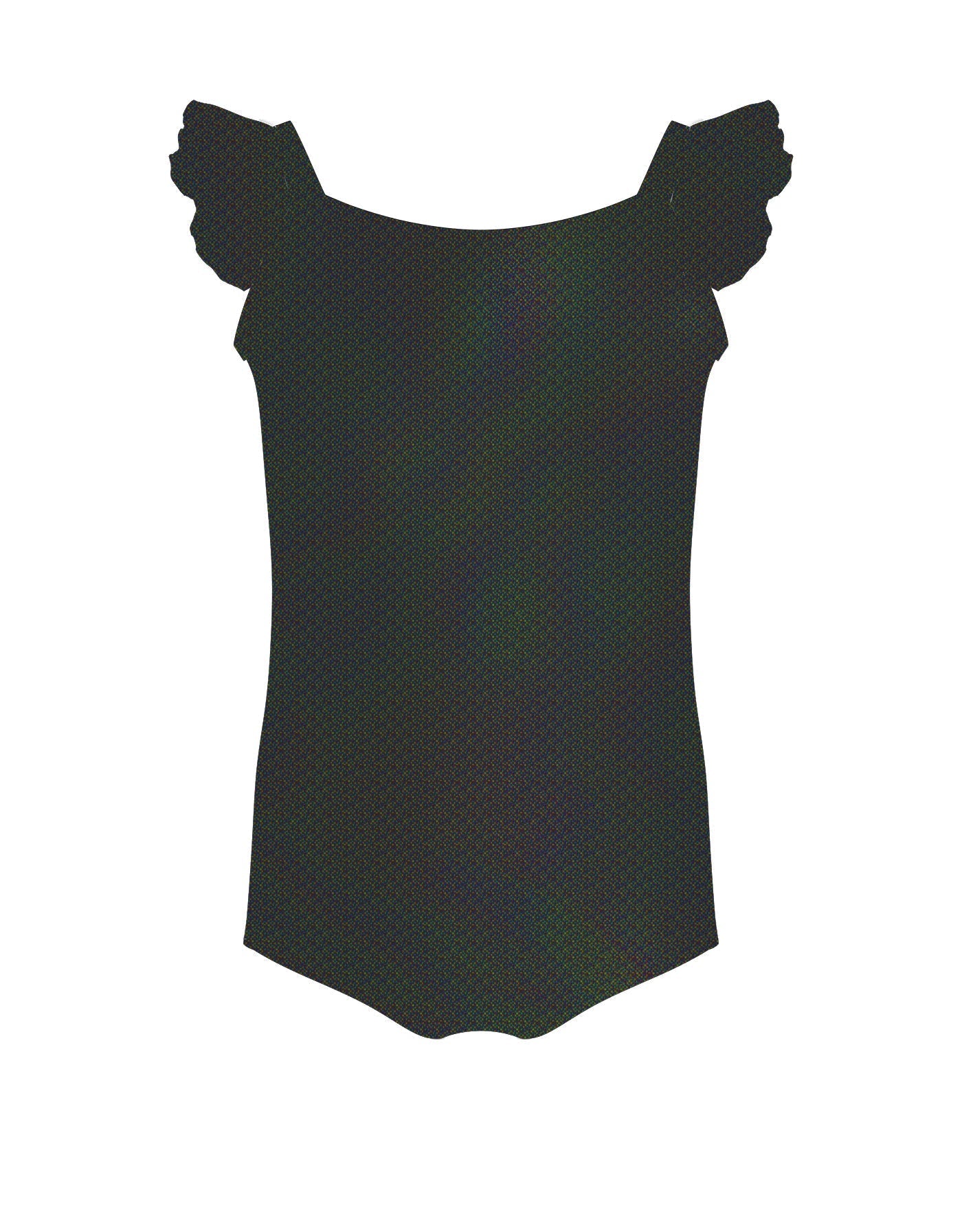 Solid Hologram Cami Leotard with Flutter Sleeves
